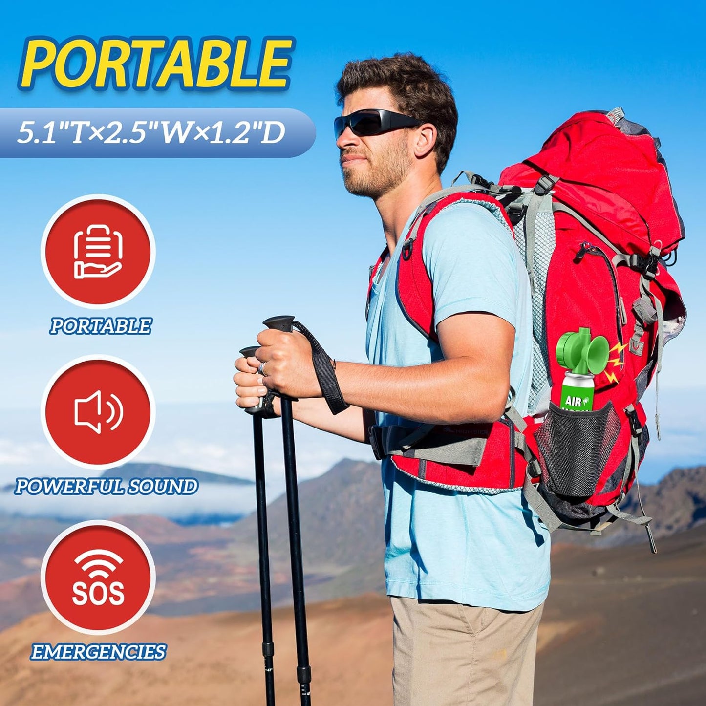 1.4oz Boat Air Horn,130DB Loud Mini Safety Bear Horn Can,Air Horns for Self Defense,Emergency,Sporting Events,Camping essentials,Green