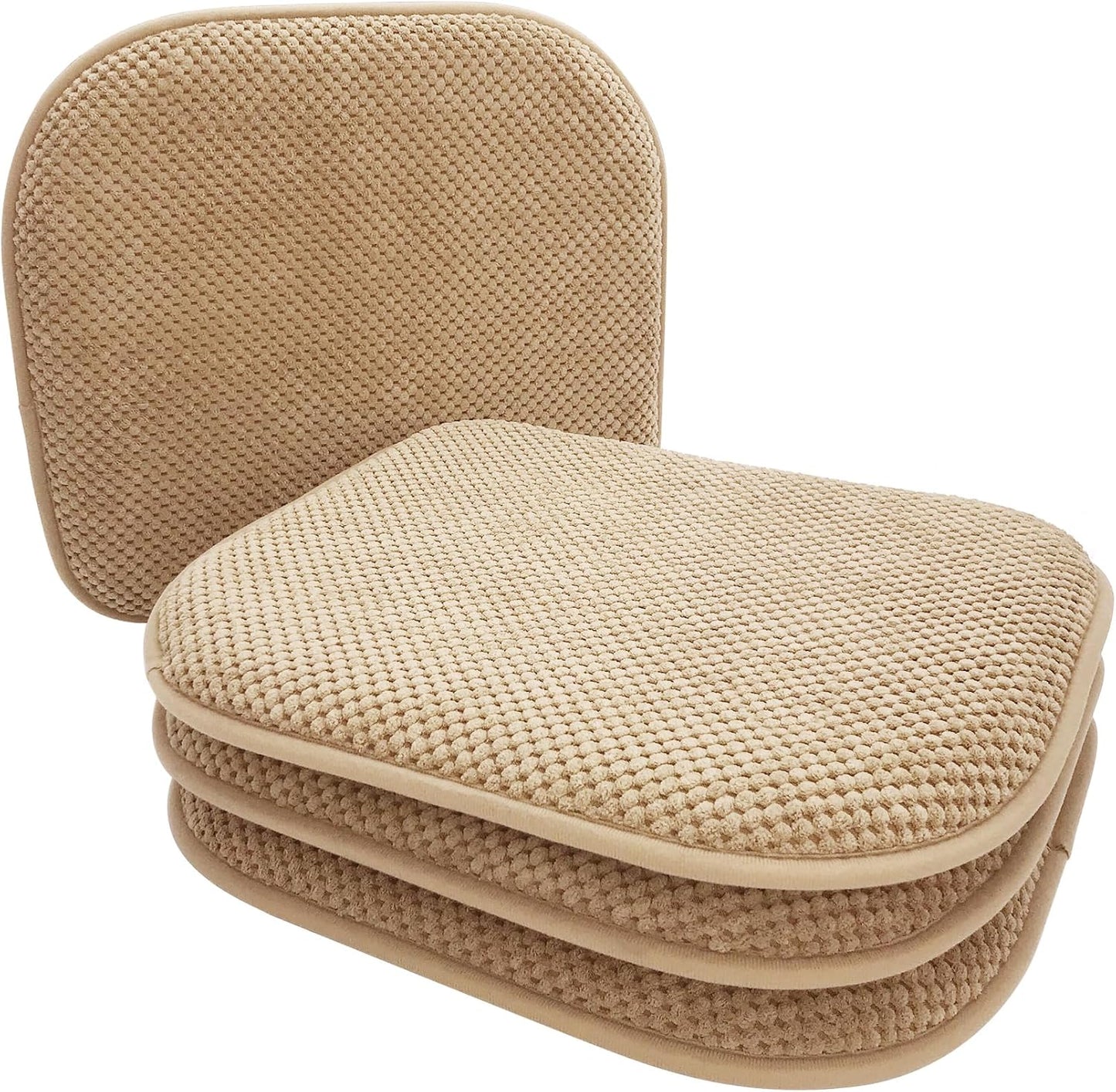 Khaki Foam Seat Cushions Kitchen Chairs Pads for Dining Chairs Non Slip Patio Seat Cushions Set of 4 Washable U Shaped Soft Thick Large Metal Wooden Chair Cushions,17" x 15"