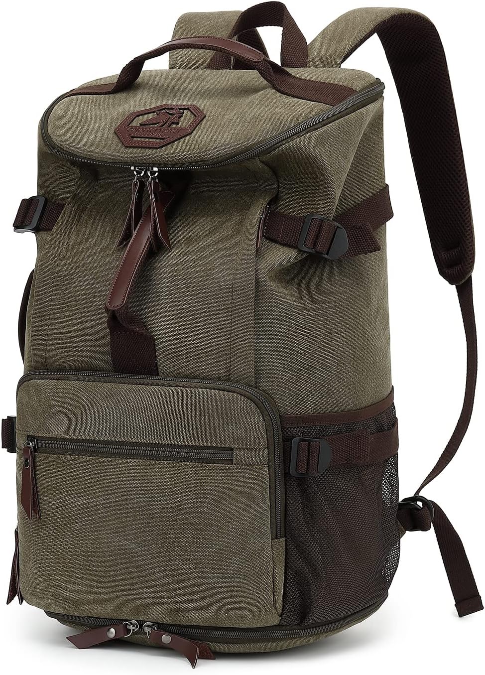 Kalesi Gym Duffle Bag Backpack 4-Way Vintage canvas with Shoes Compartment for travel Sport Hiking laptop (Vintage green)