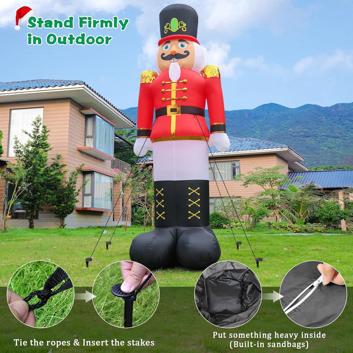 12FT Christmas Inflatable Nutcracker Soldier Outdoor Yard Decoration, Blow up Soldier Built-in Bright LED Light, Giant Nutcracker Festival Decor for Outside Lawn Garden Patio Indoor Home Porch Party