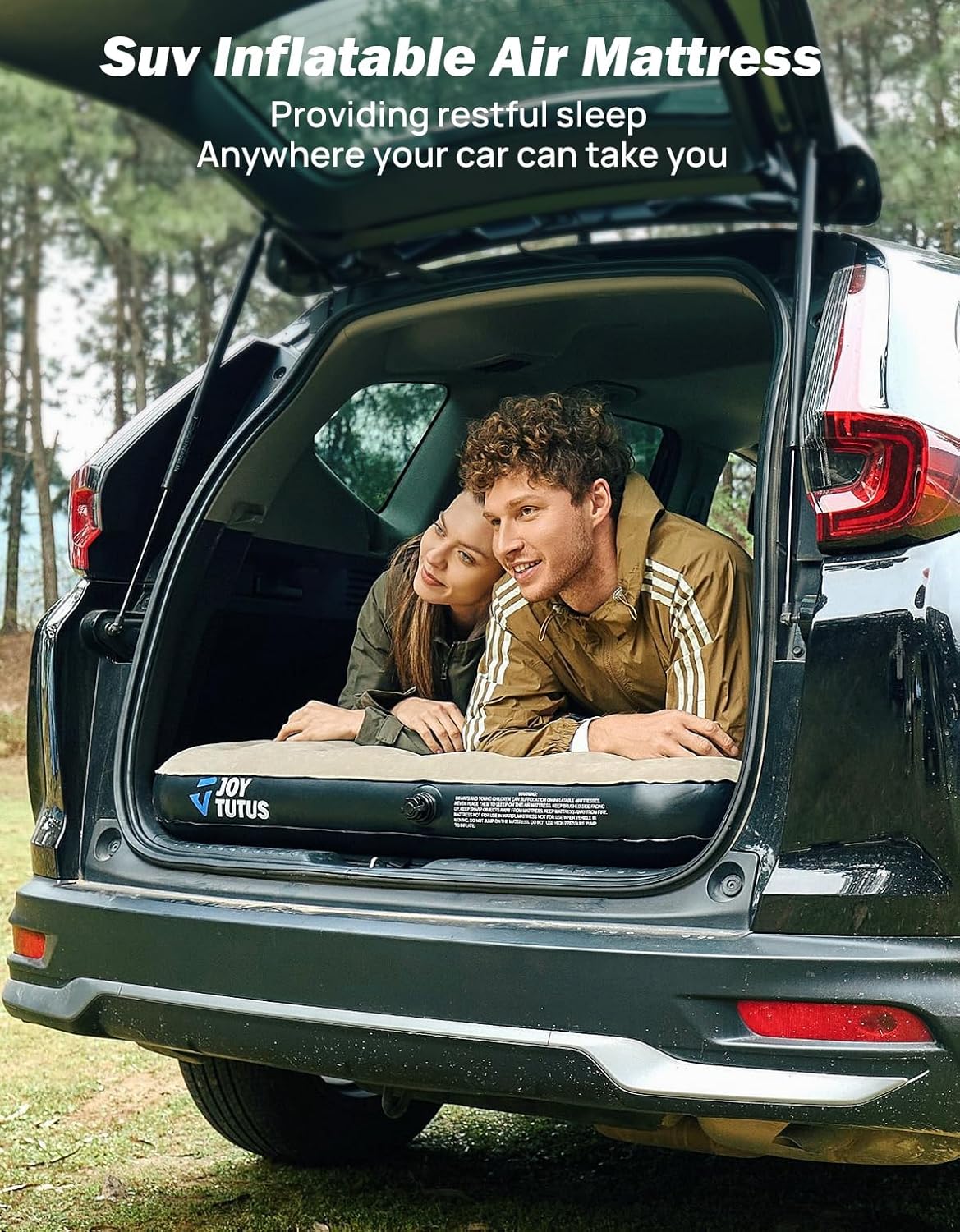 JOYTUTUS SUV Air Mattress Camping Bed,3.0 Thickened Flocking Car Camping Inflatable Mattress,Anti-Leakage,with 2 Pillows & Electric Pump Universal Car Bed for SUV Trunk and Rear Seat