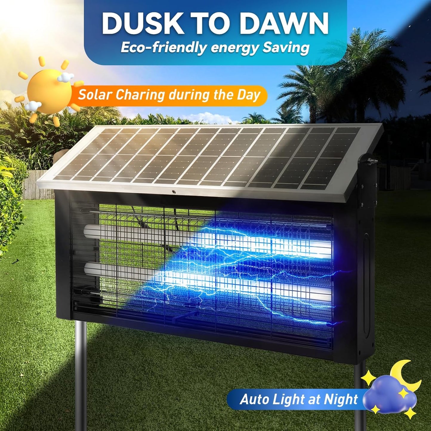 Solar Bug Zapper Outdoor, LANGY Mosquito Zapper 6000mAh, Portable Solar Fly Zapper Waterproof 4500V, Rechargeable Mosquito Killer, Cordless Fly Insect Mosquitos Trap for Patio Yard Home Garden Camping