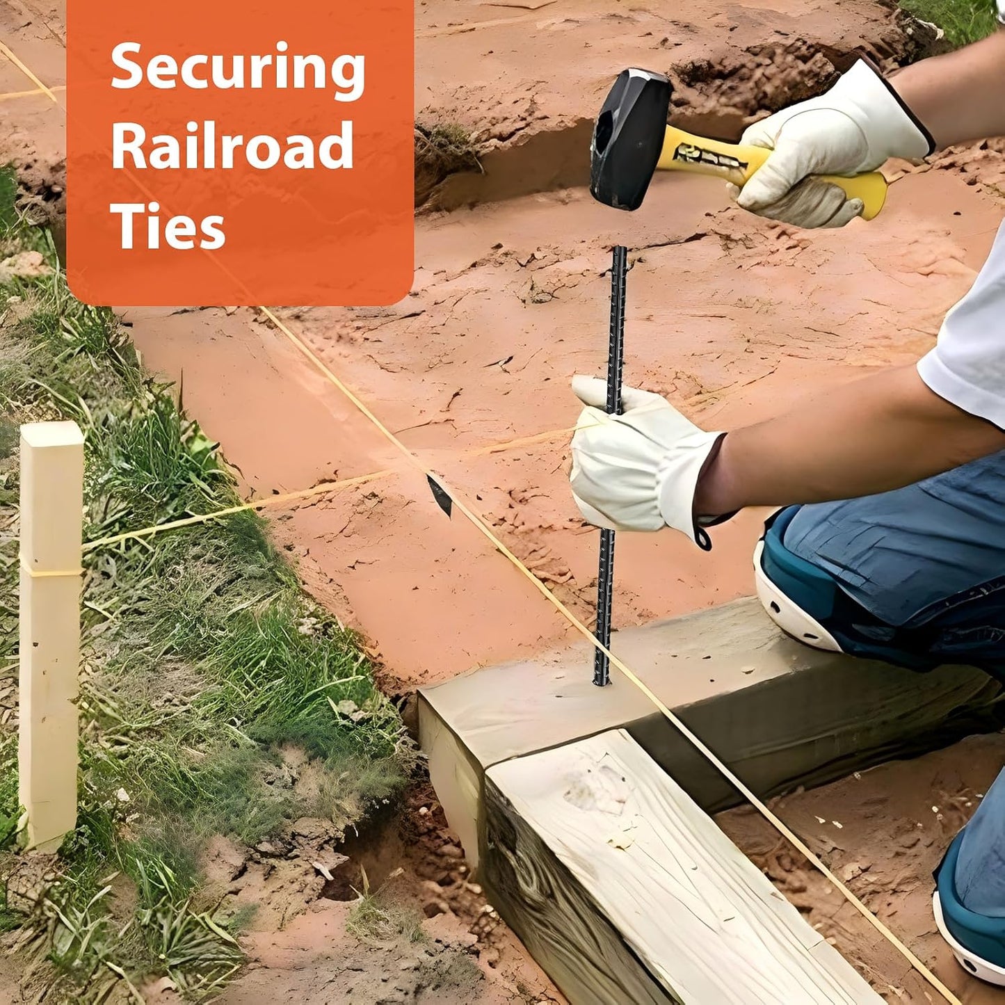 16 inches Rebar Stakes 24-Pack Straight Metal Stakes Heavy Duty 5/16" Diameter Ground Stake for Tent, Fence, Landscaping, Concrete Forming, Outdoor Decoration and Plant Support