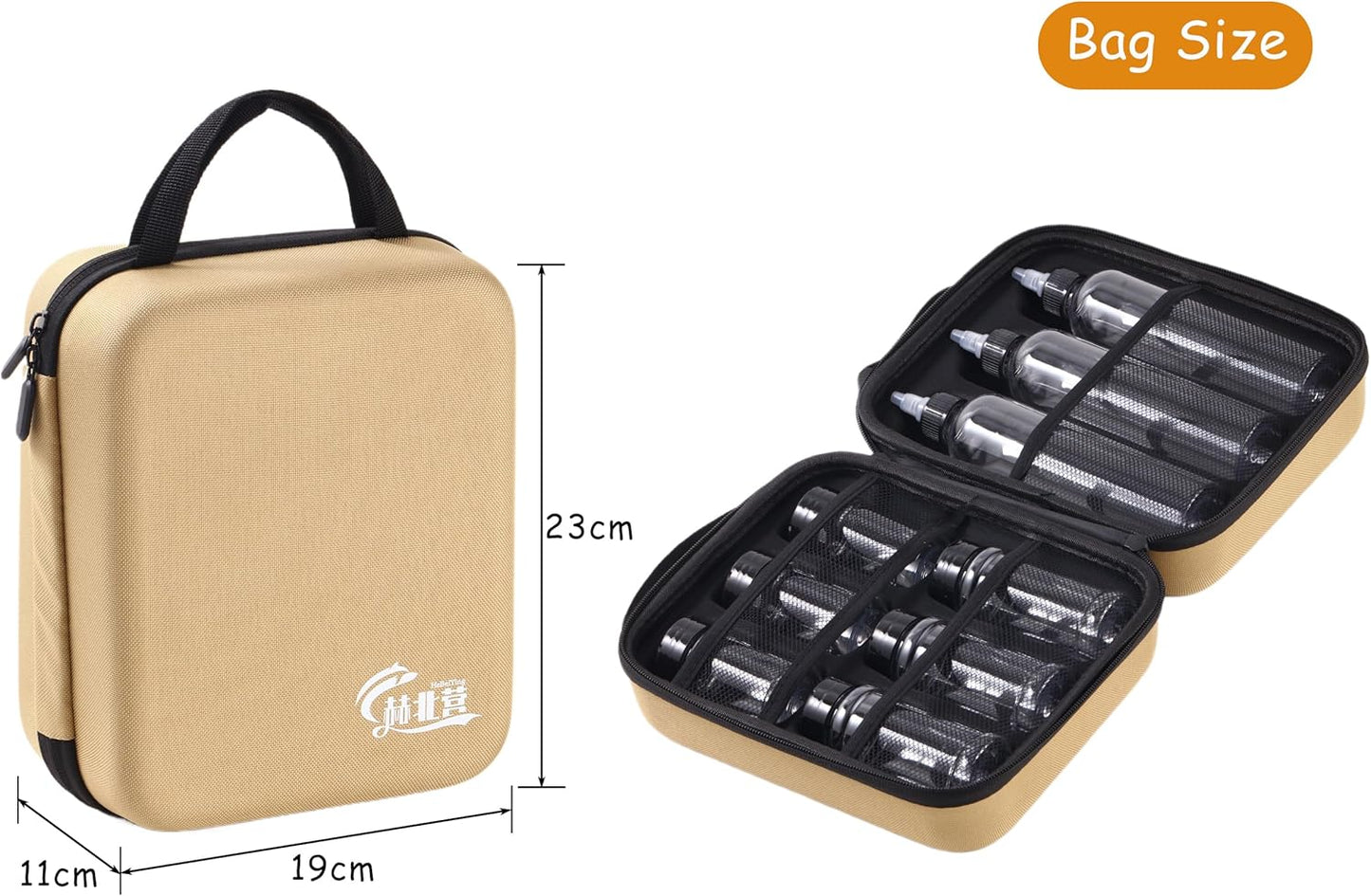 11-Piece Camping Spice Kit - 6 Powder & 3 Liquid Containers with Leakproof Lids, Portable funnel, EVA Hard Case - Portable Seasoning Set for Hiking, BBQ, RV Travel - BPA-Free PET Bottles