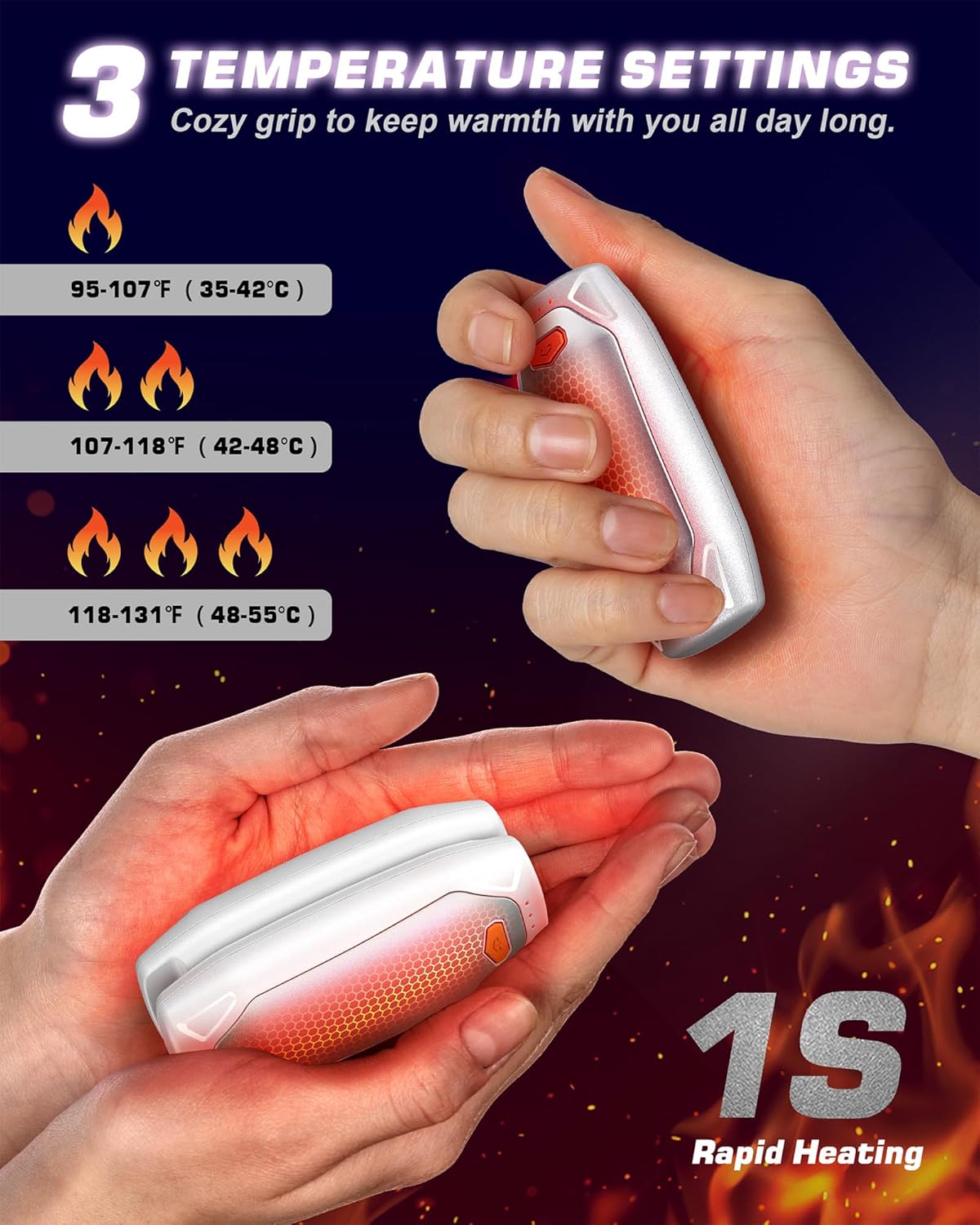 Kesguar Hand Warmers Rechargeable - 2 Pack 14000mAh AI Electric Hand Warmers with Charging Case, Magnetic 2 in 1 Pocket Handwarmers, Portable Heater Gifts for Women/Men/Christmas/Golf/Camping/Hunting