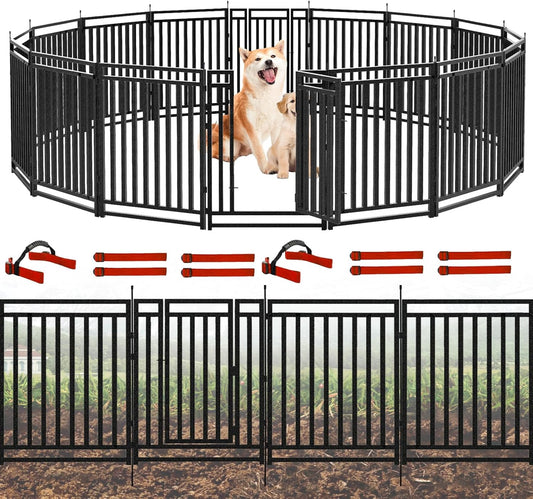 16 Panels Dog Yard Fence,Fencing No Dig Dog Fence Outdoor for Yard Portable Patio Fence Dog Playpen for RV Camping (16 Panels)