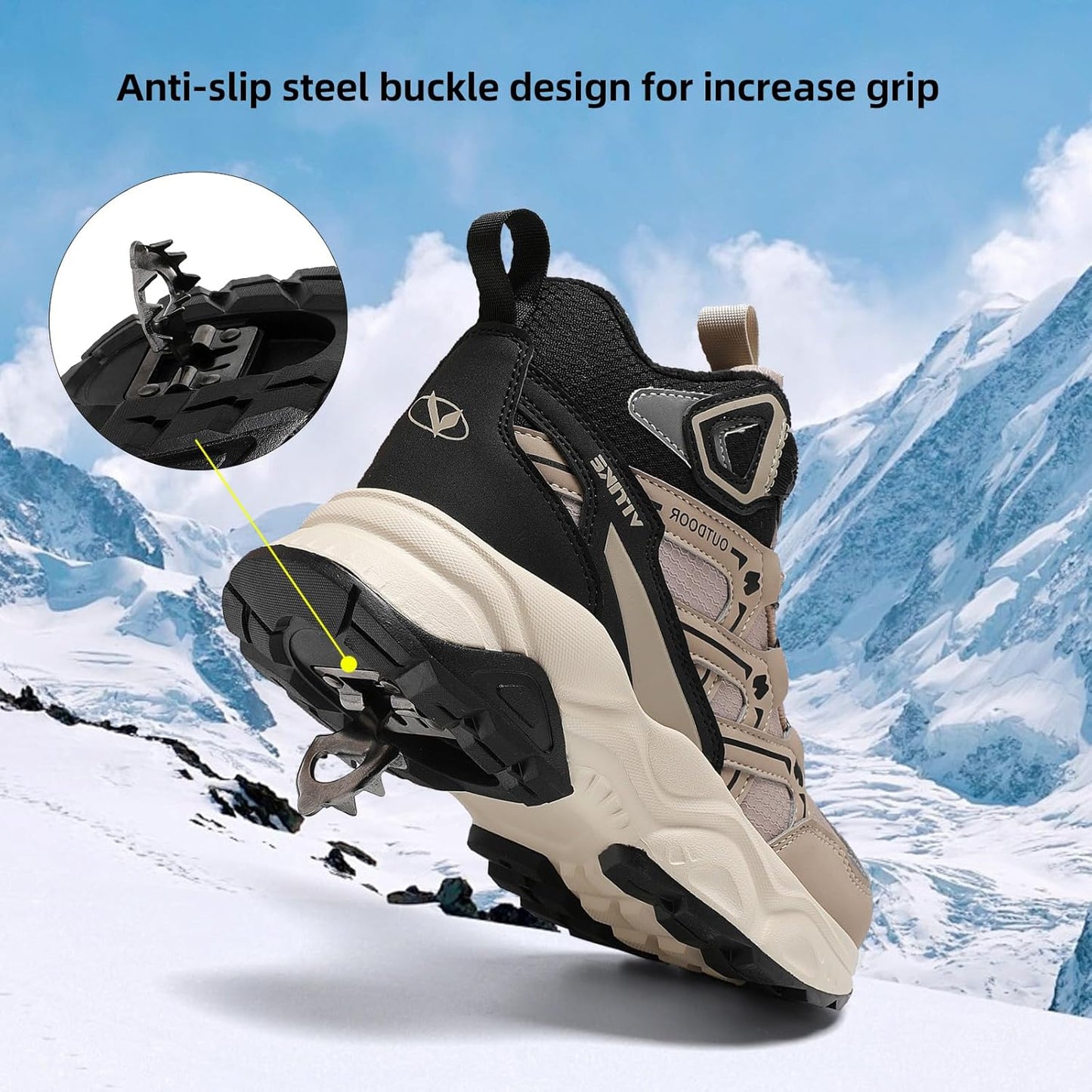 JMFCHI Kids Hiking Boots Boys Girls Outdoor Walking Climbing Sneaker Comfortable Non-slip Snow Shoes Hiker Boot Antiskid Steel Buckle Sole
