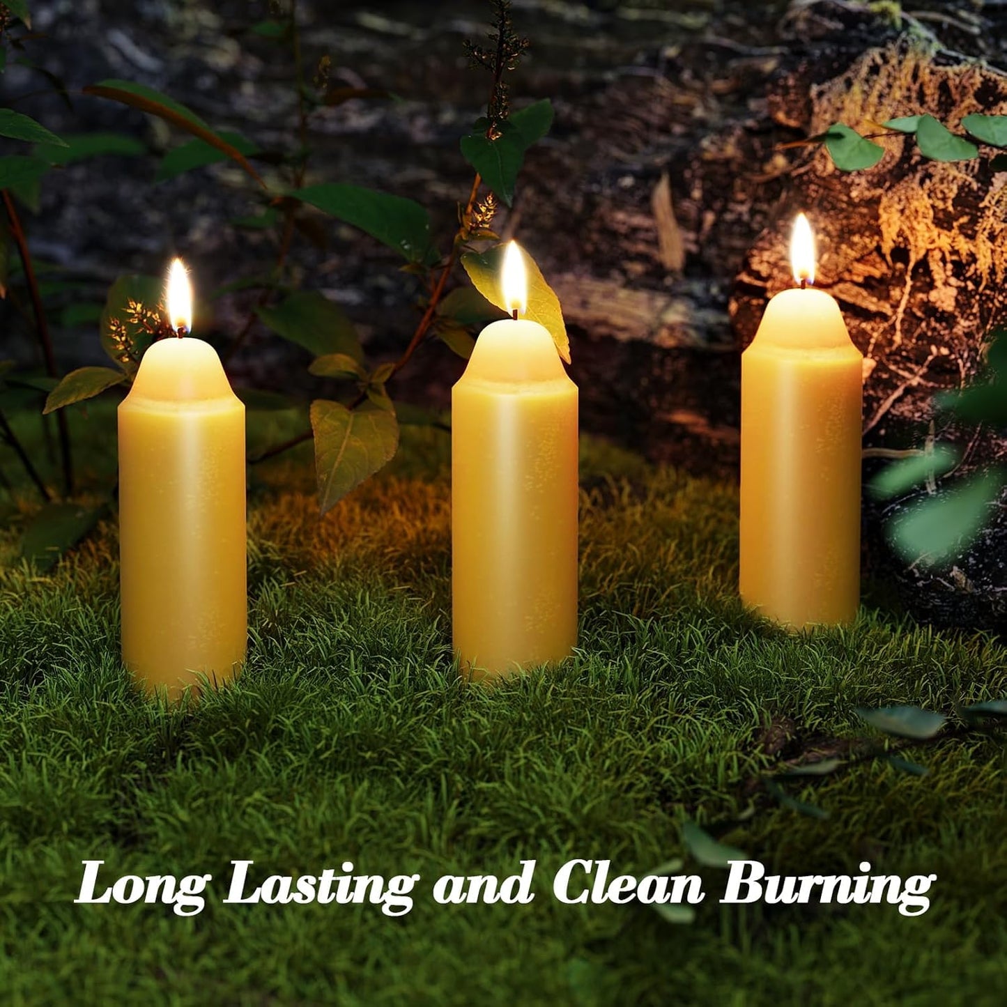 15-Hour Natural Pure Beeswax Candles for Candle Lanterns, Long Lasting Burning Candles Bulk for Camping, Emergency, Survival Emergency Preparedness (10)