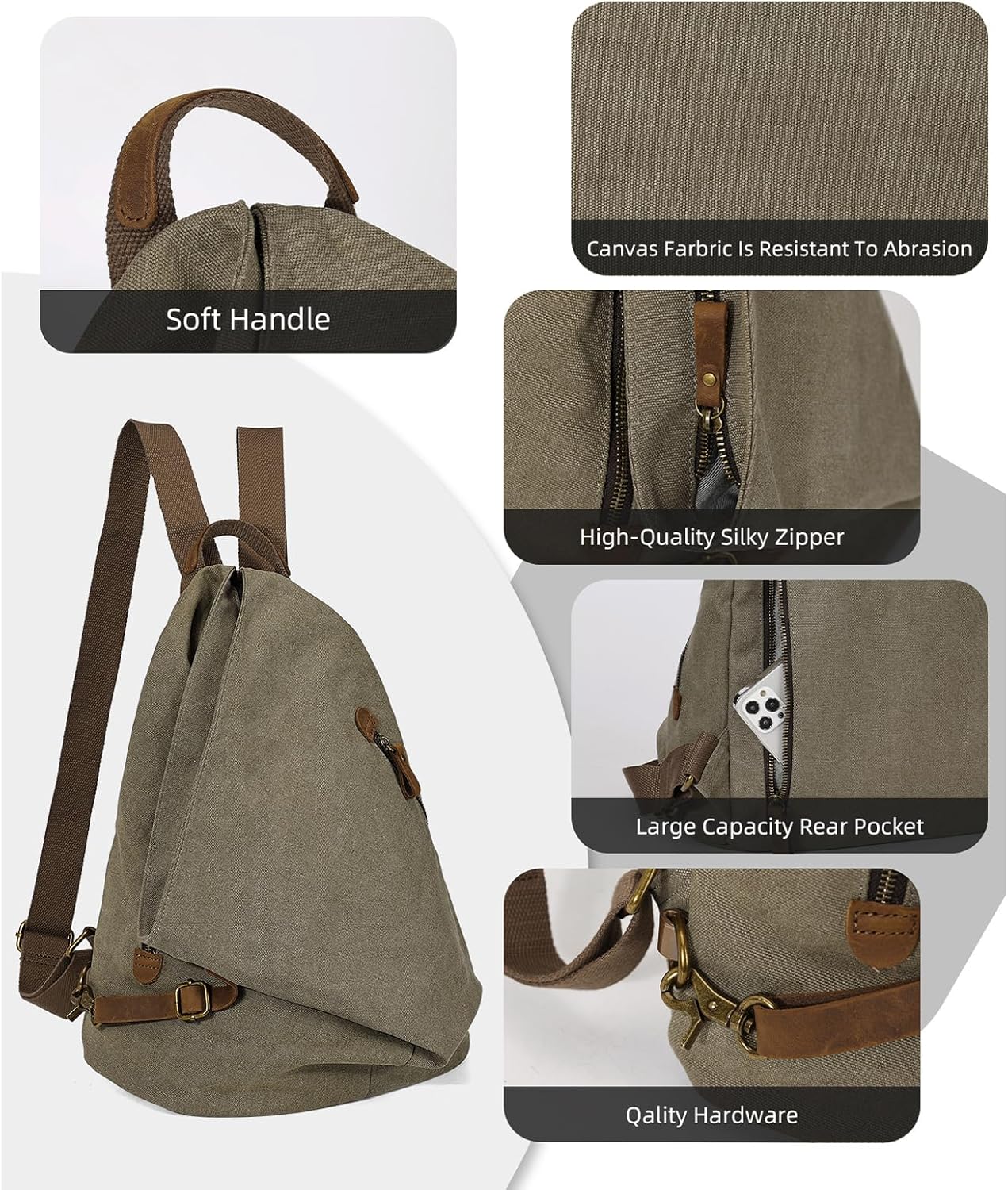 KL928 Canvas Vintage Backpack – Large Casual Daypack Outdoor Travel Rucksack Hiking Backpacks for Men Women