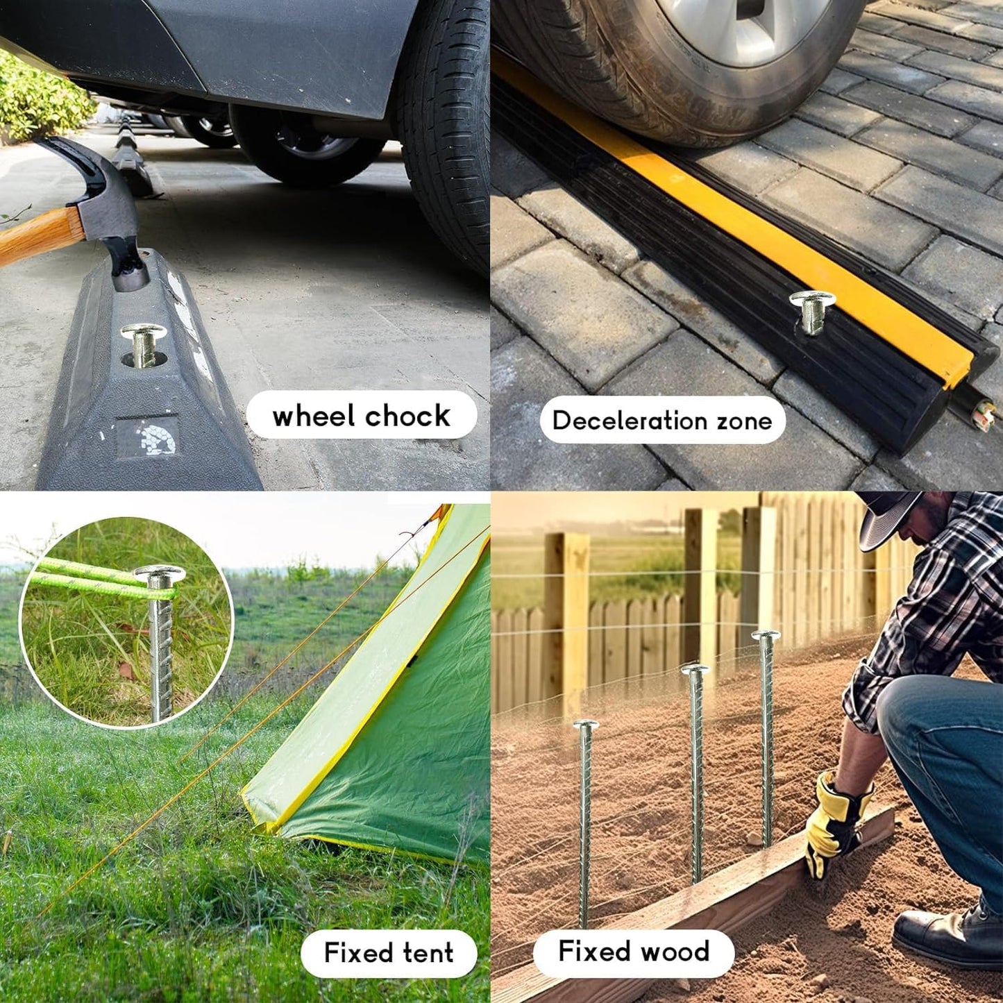 16 Inch Rebar Stakes 28 Pack - 0.5 Inch Diameter Threaded Galvanized Steel Ground Anchors - Heavy Duty Plant Support Garden Stake for Speed Bump, Wheel Stop, Tent Stakes