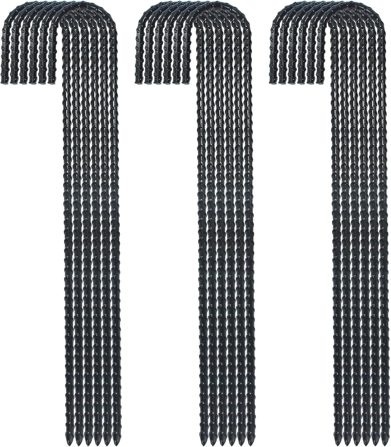 16 Inch Ground Rebar Stakes, J Hook Extra Heavy Duty Rust Proof Coated Steel Ground Anchors with Chisel Point End for Camping Tent and Canopy Tent (8)