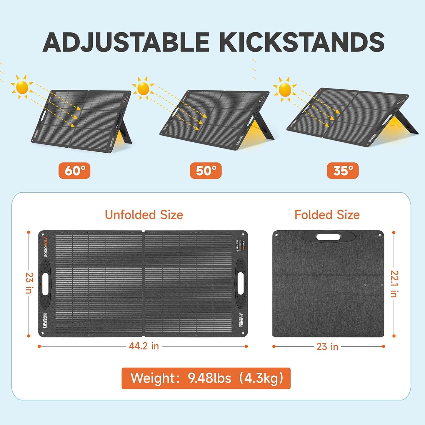 110W 18V Portable Solar Panel Kit,Portable Foldable Solar Panel,NextGen Solar Cell Up to 25% Conversion Rate,ETFE IP68 Waterproof & Dustproof for Power Station Outdoor Camping RV Trip
