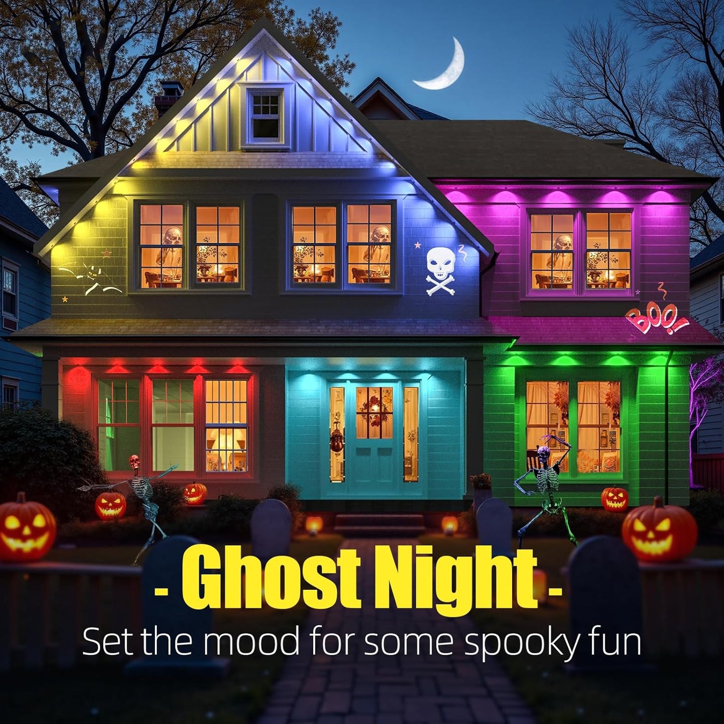 100ft Permanent Outdoor Lights for House, RGB+IC Outdoor Lights, IP67 Waterproof Smart LED Lights with App/Remote Control for Halloween, Christmas, Holiday, Daily, Party