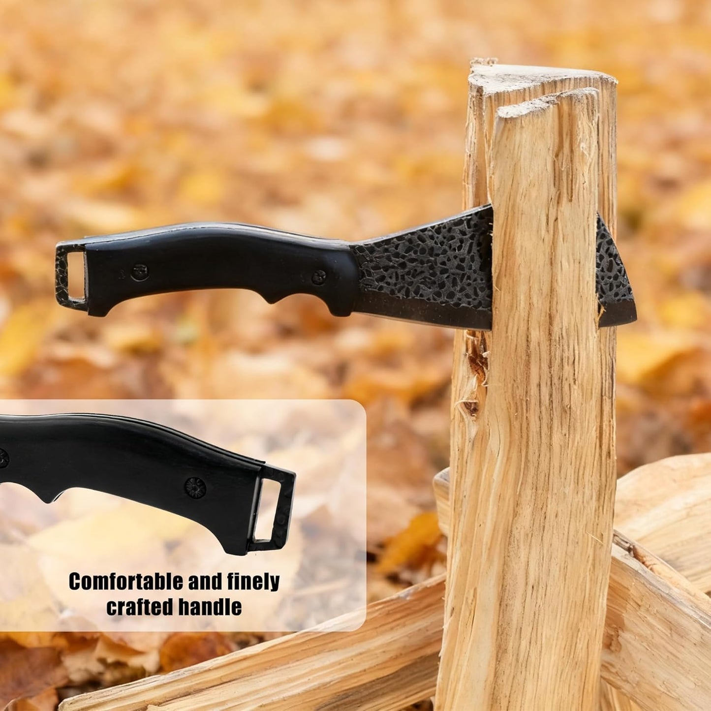 11 Inch Hatchet with Sheath, Small Compact Machete Axes, Fixed Blade Full Tang Camping Tactical Knife for Woodworking, Garden Machete Axe with Sheath for Bushcraft Yards Bushes Wood, A2BK
