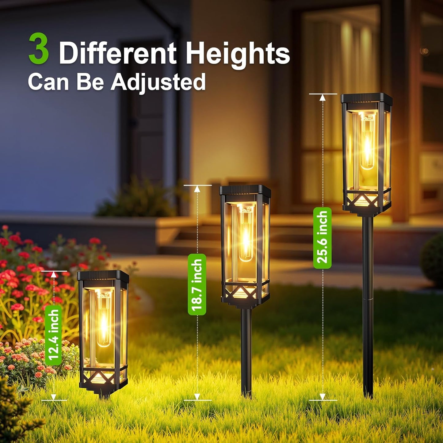 KOOPER Taller Solar Pathway Lights Outdoor, 2 Pack Upgraded Brighter Solar Garden Lights Solar Powered, Up To 15 Hours Outdoor Solar Lights for Yard Landscape Lighting Path Walkway Driveway Sidewalk