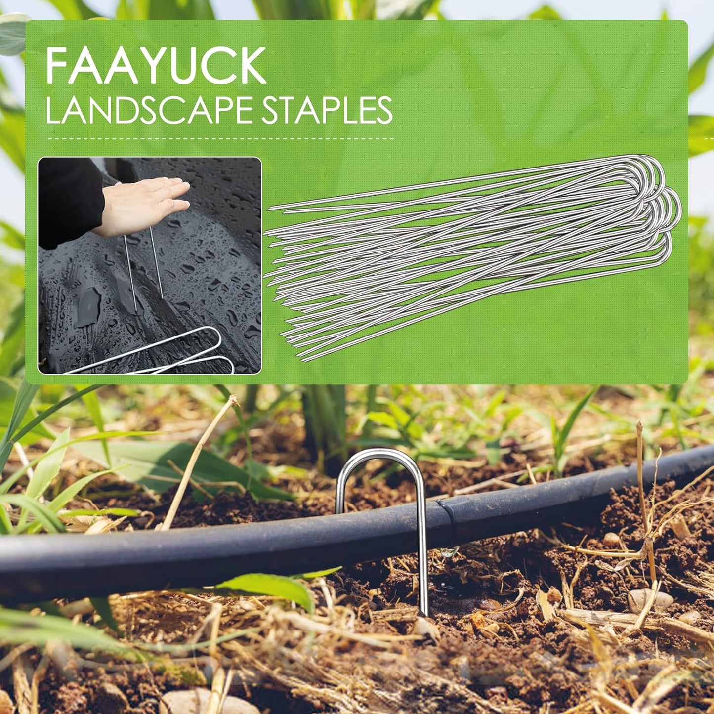 12 Inch Landscape Staples, 100 Pack Galvanized Landscape Stakes Heavy Duty 8 Gauge U-Shaped Garden Stakes, Ground Stakes for Weed Barrier Fabric, Irrigation Tubing, Fence, Outdoor Decorations