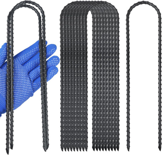 12-Inch Trampoline High Wind Stakes Heavy Duty Ground Anchors U Rebar Stakes for Trampoline, Dog Fence (12 Pack)
