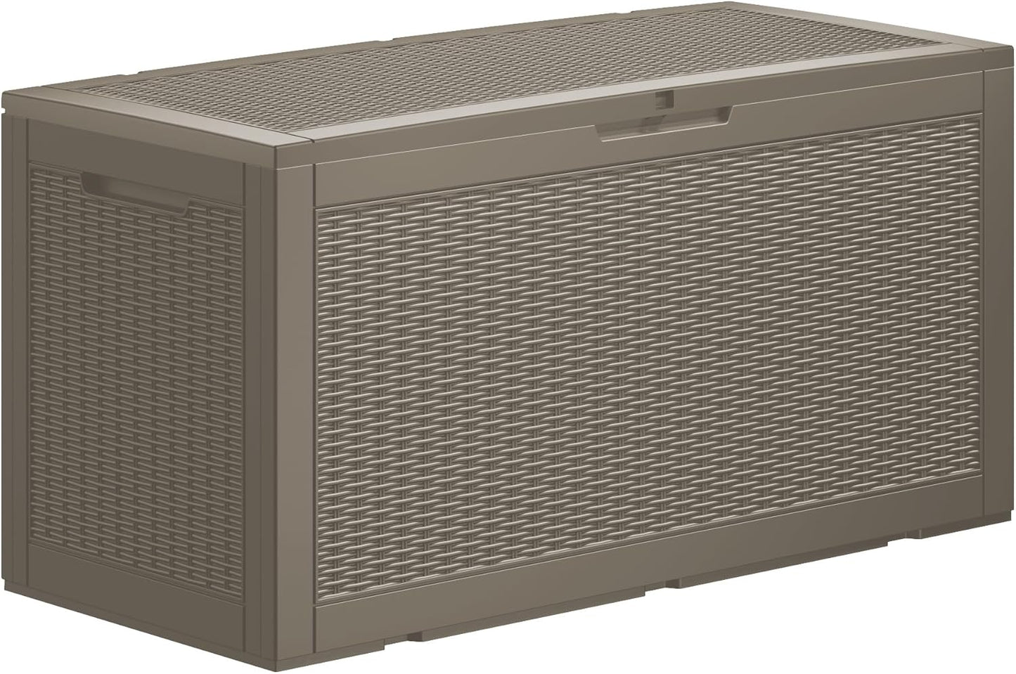 100GAL Brown Wicker - Textured Outdoor Deck Box with Lock - Waterproof, SGS - Approved UV Resistance, Aesthetic Storage for Patio Cushions and Decor, Quick and Easy to Set Up