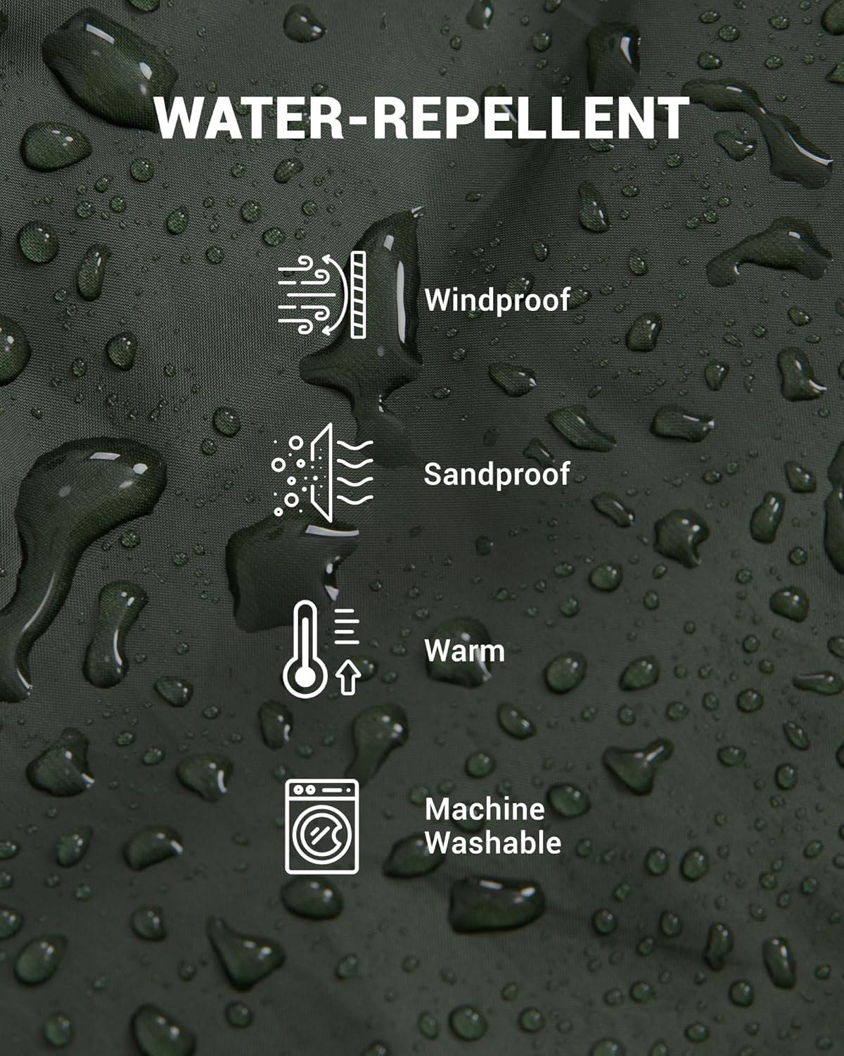 KingCamp Large Camping Blanket with Sherpa Lining, Packable Down Alternative Puffy Printed Wearable Blanket with Snap Buttons, Warm Weatherproof Quilt for Outdoor Travel (79" L x 57" W, Khaki/Olive)