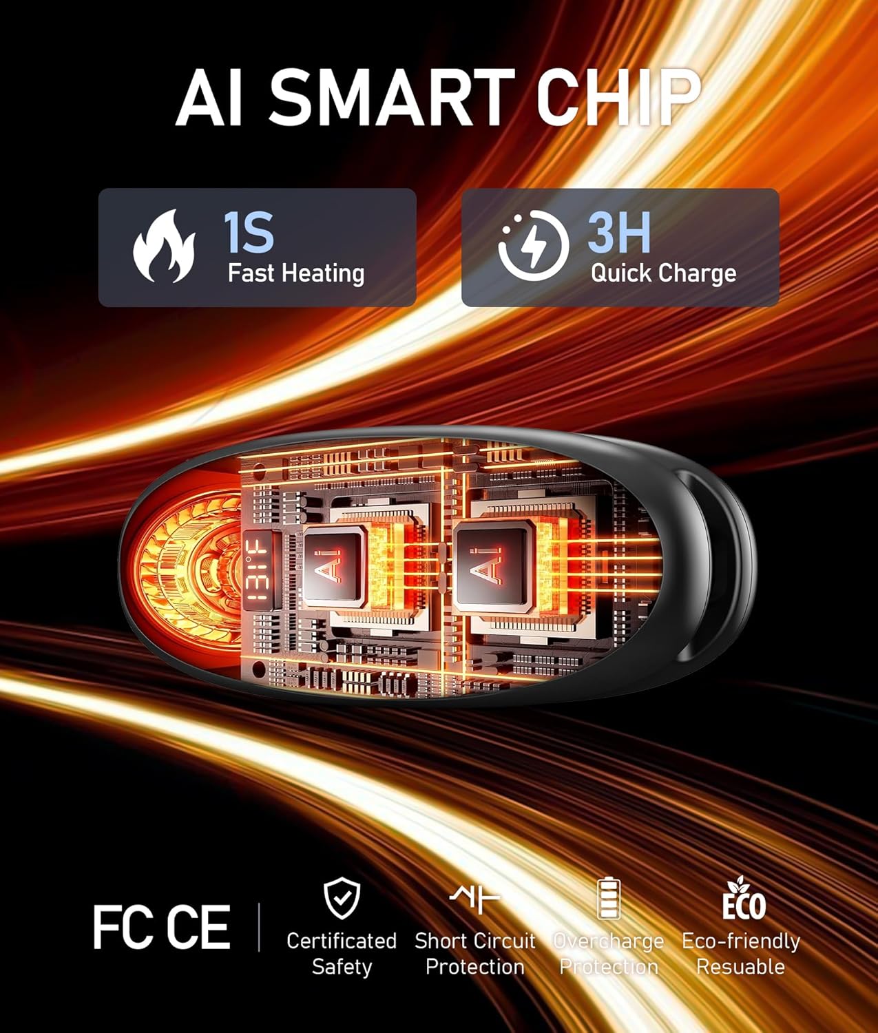 14000 mAh Hand Warmers Rechargeable 2 Pack, AI Hand Warmer with Charging Case Last 60H, 1S Fast Heat, Portable Electric Pocket Heater, Golf Hunting Camping Hiking