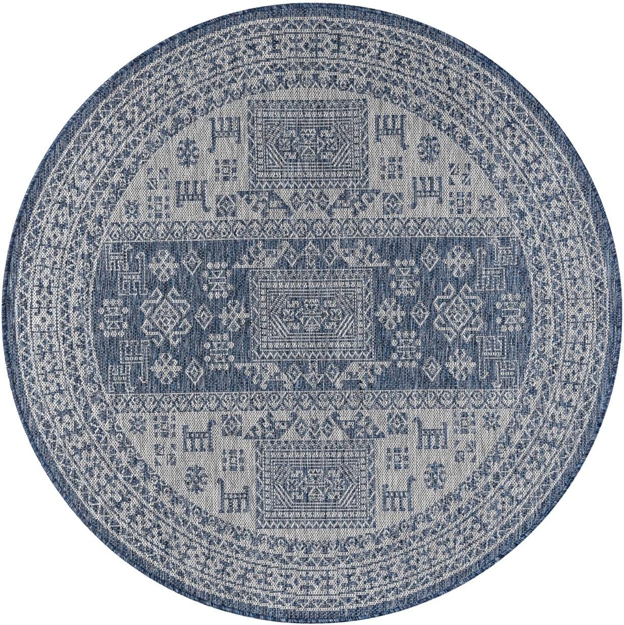 Keen Home Design Terrace Outdoor Round Rug - 8ft Round Washable Indoor/Outdoor Rug for Patio, Kitchen, Balcony, Beach, Garden, Deck and Porch, Size: 7'7" Round