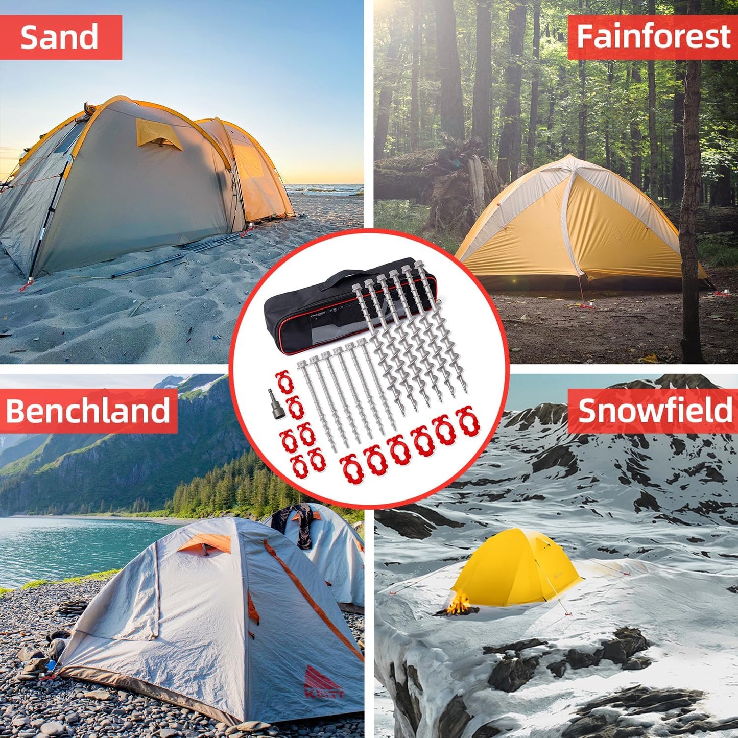 12 Pcs Aluminum Ground Anchors, Non-Rust Cast Tent Stakes Heavy Duty Metal Tent Stakes Pegs Ideal for Tents, Canopies, Sheds, Car Ports, Swing Sets Outdoors