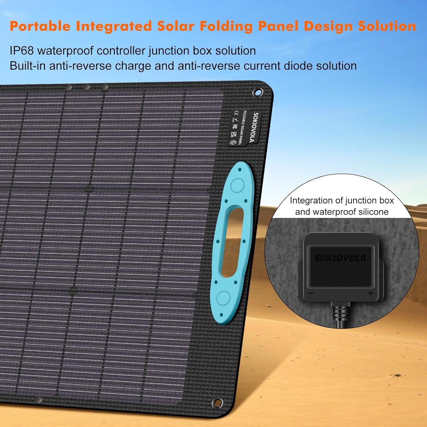 100W Portable Solar Panel for Power Station,ETFE Portable Foldable Solar Charger NextGen 25% High Conversion IP68 Waterproof Solar Panel for Camping Outdoor RV Blackout