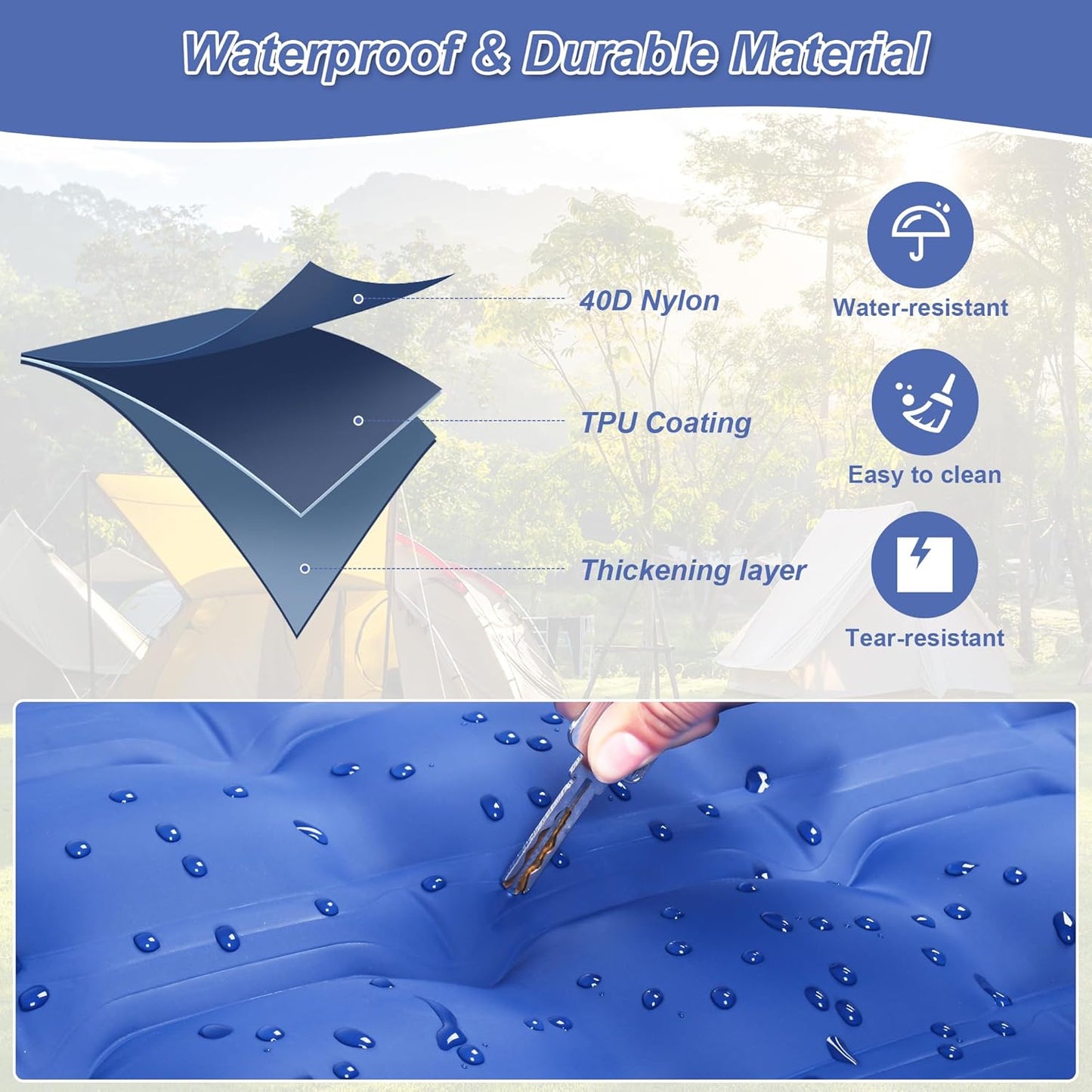 KASIMO Double Sleeping Pad for Camping,5" Ultra-Thick 1.4x2M for 2 Person with Pillow Built-in Foot Pump Inflatable Sleeping Mat for Backpacking, Hiking, Traveling, Tent, Portable Camping Mat