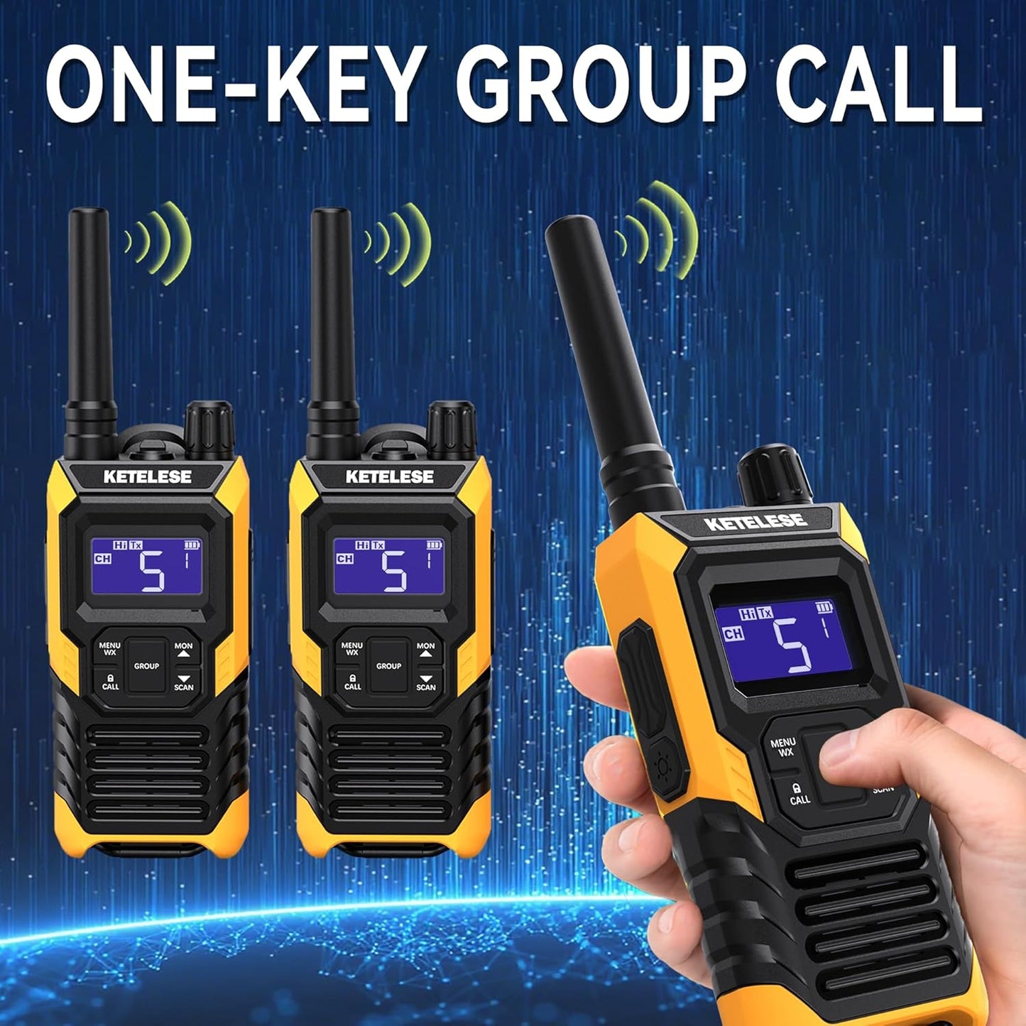 KETELESE T4 Waterproof Radios Walkie Talkies 6 Pack, IP67 FRS Two Way Radio with Headsets and Charging Base, NOAA Weather Alert,PTT,Group,VOX