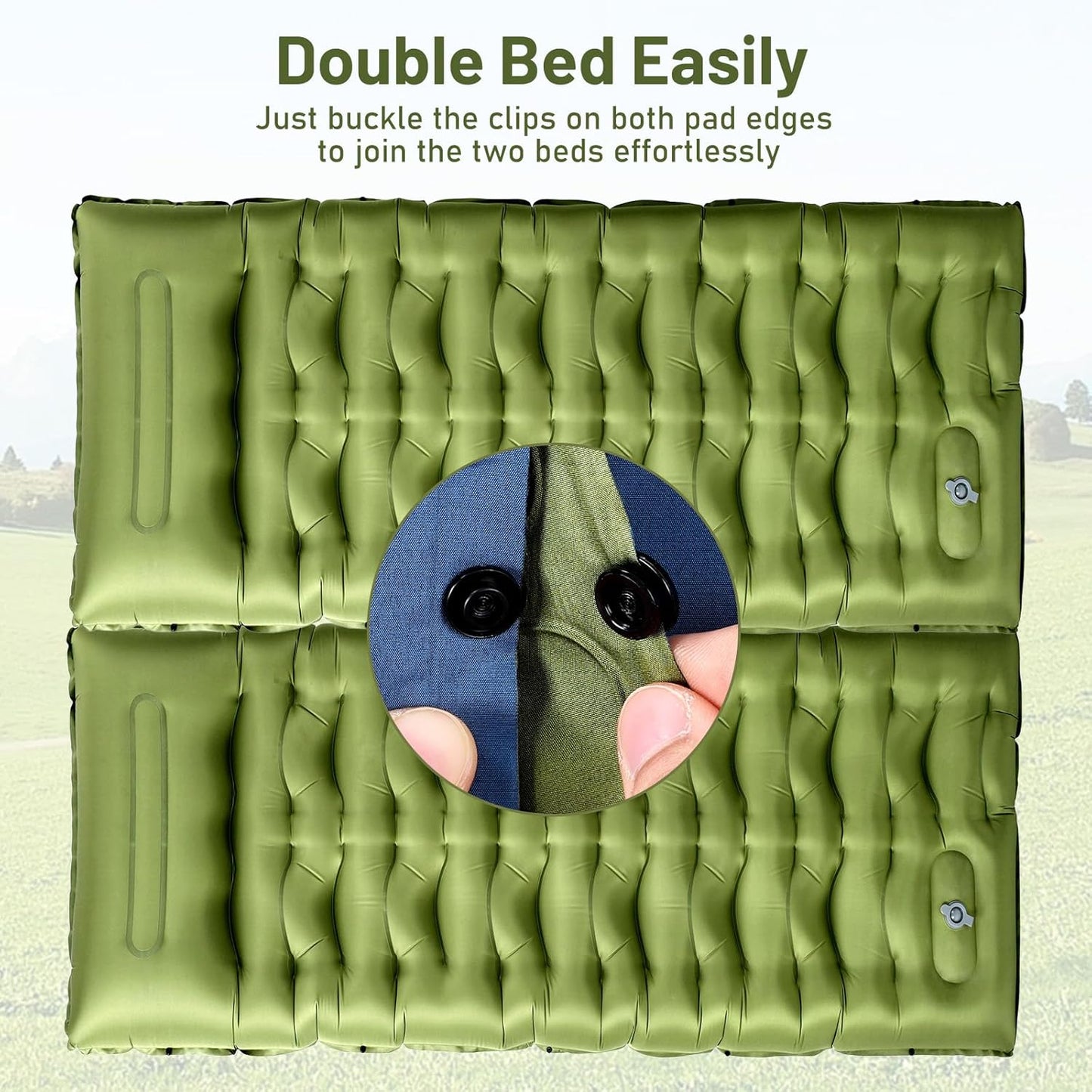 KASBAH Camping Sleeping Pad,Extra Wide 6 inch Thick Inflatable Sleeping Pads with Built-in Foot Pump and Pillow,Ultralight Camping Mat Gear for Outdoor Hiking,Camping, Traveling and Tent