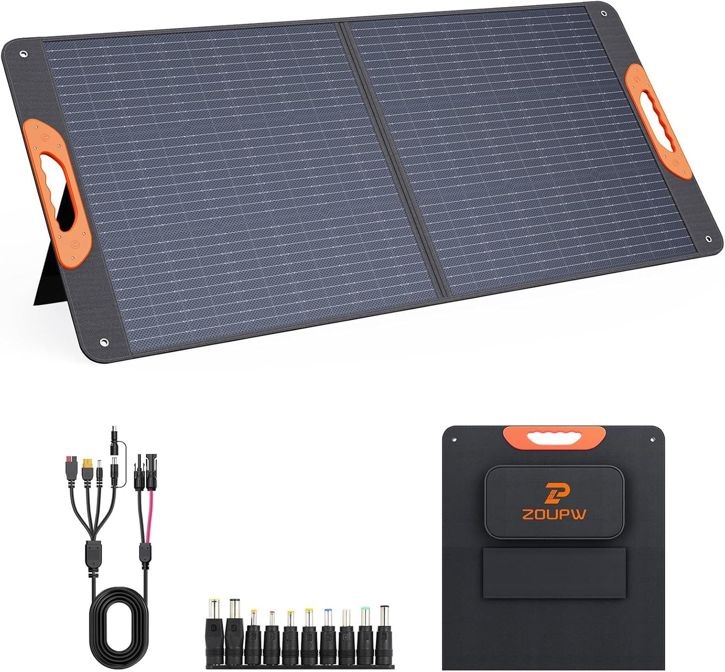 110 Watt Portable Solar Panel,Road Trip Essentials,18.6V Foldable Solar Panel Charger for Power Station,23.5% High Efficiency IP67 Waterproof 2 Kickstands for Camping RV Hurricane Blackout