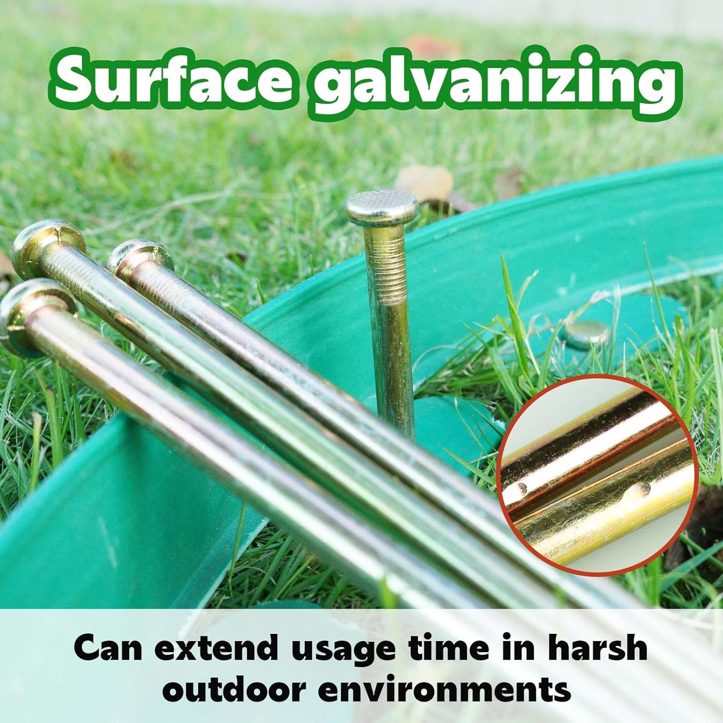 10 Pcs 16 Inch Landscape Stakes, Heavy Duty Galvanized Rebar Stakes for Paver Edging, Weed Barrier, Floor Covering, Artificial Turf, Camping Tent and More