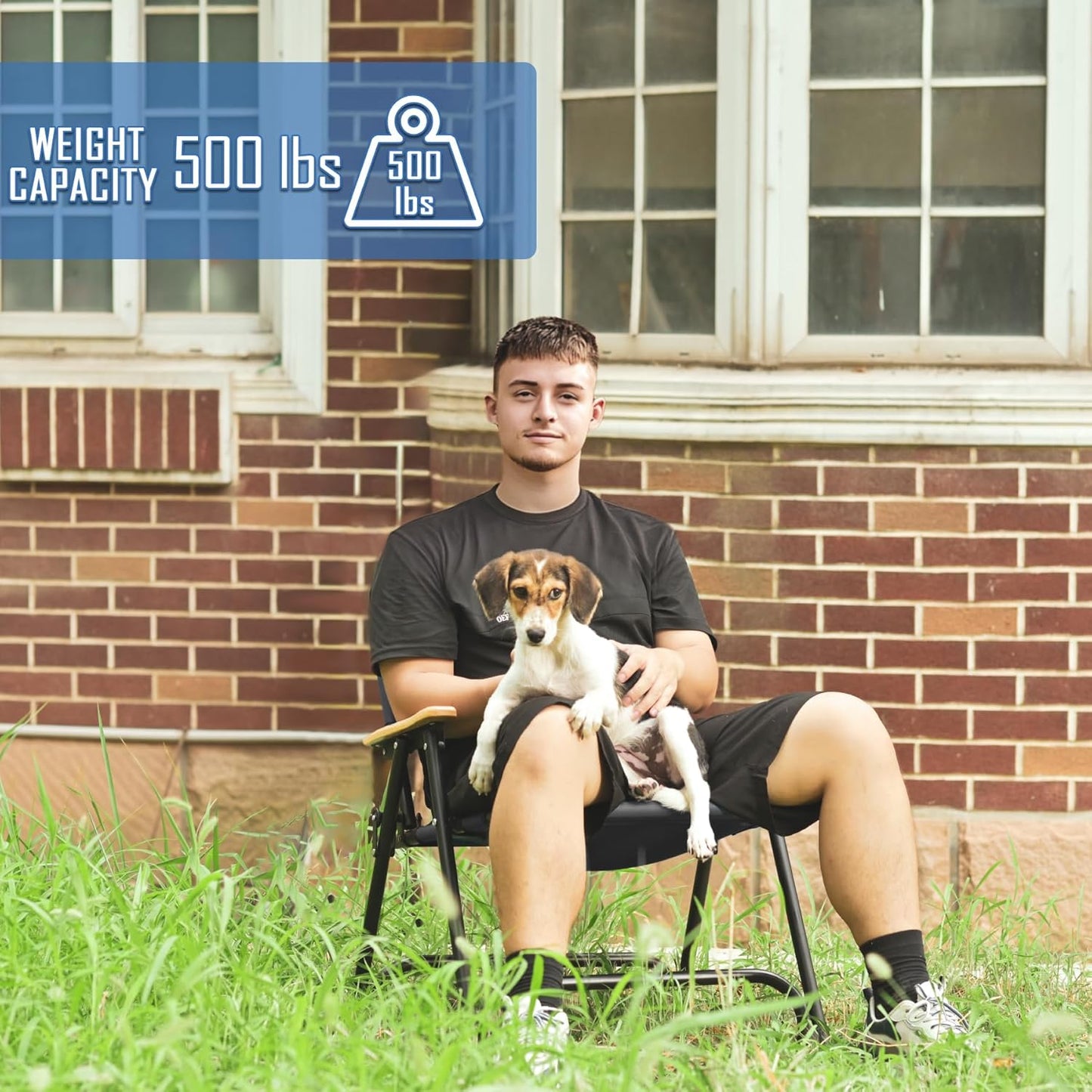 KNINE OUTDOORS Foldable Beach Chair Camping Chair with Fan, with USB-Powered Cooling System, for Camp, Beach, Fishing (Black)