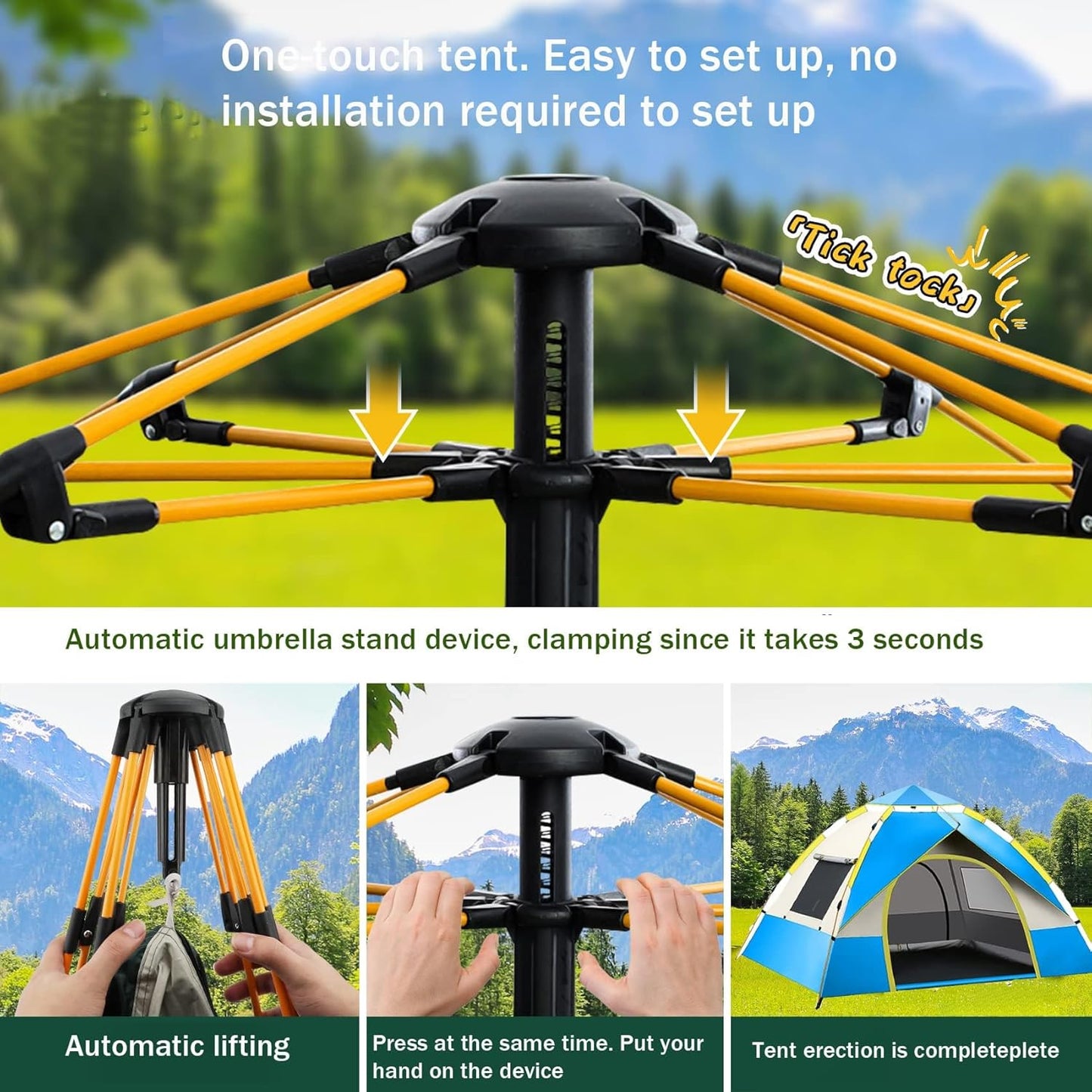 KOMCLUB Camping Tent Tents for Family Camp Tent Waterproof Windproof Outdoor for Backpacking Hiking Easy Setup with Storage Bag