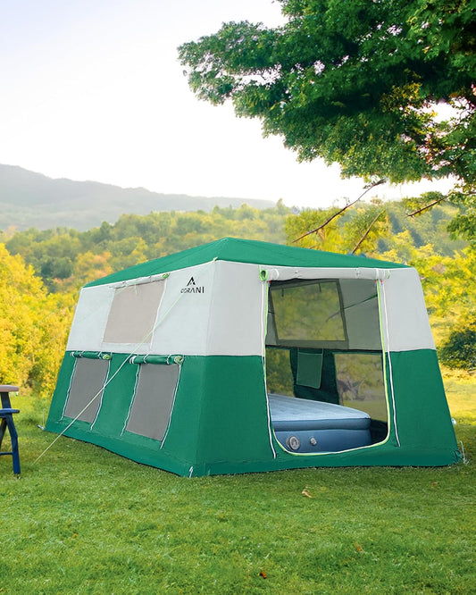 14.1'x6.5'x9' Inflatable Tents for Camping, Portable 6/8/10 Person Blow Up Air Tent, Waterproof Windproof Easy Setup Large Family Tent with 2 Doors, 6 Windows, Mosquito Screen