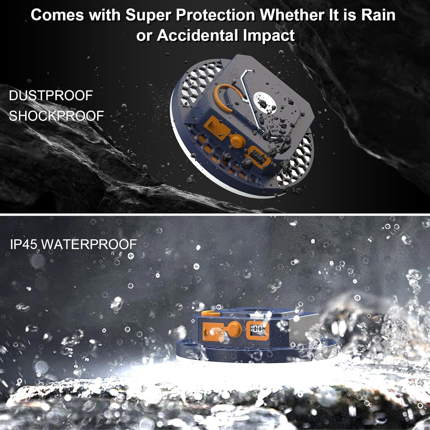 10000mAh 4000LM Flashlight Portable LED Camping Lantern Rechargeable Light 30W with Digital Power Display and Magnet , IPX5 Waterproof Tent Lights Power Failure Emergency Light