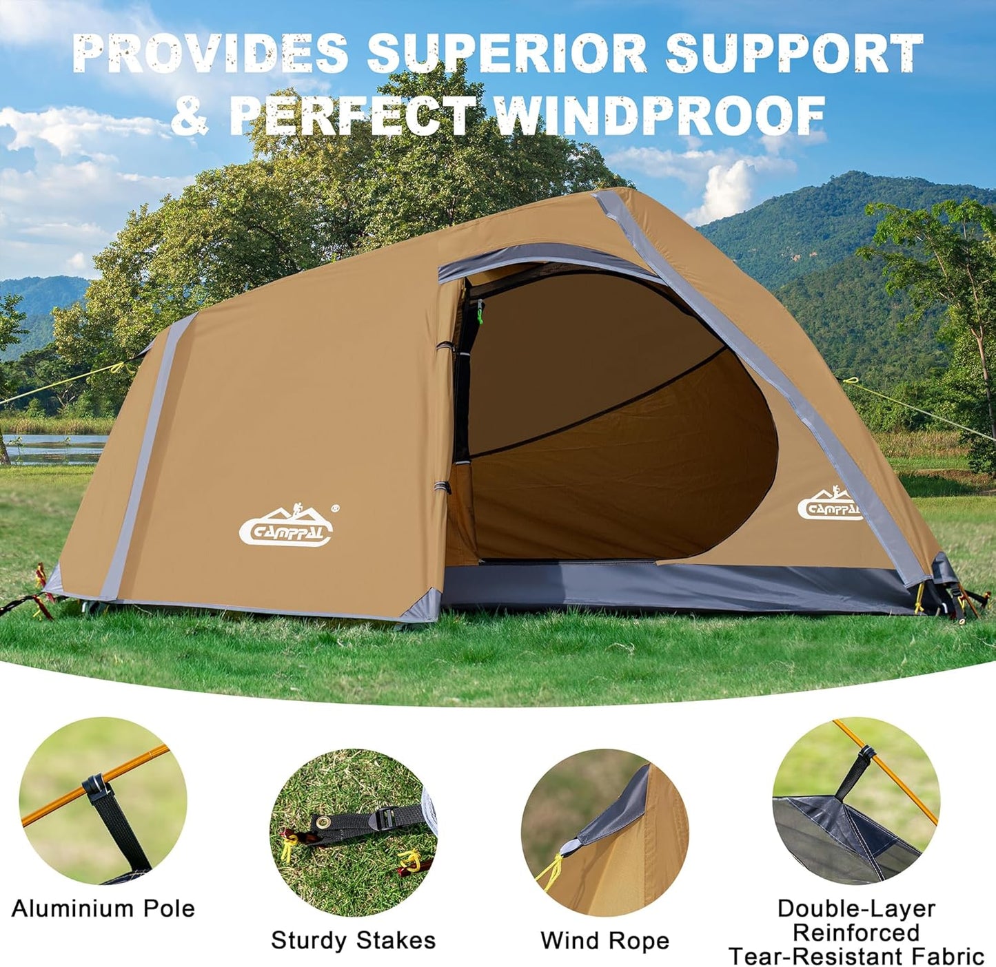 1 Person Backpacking Tent Waterproof Windproof Single Person Tent Lighweight Compact One Person Tent for Camping, Hiking