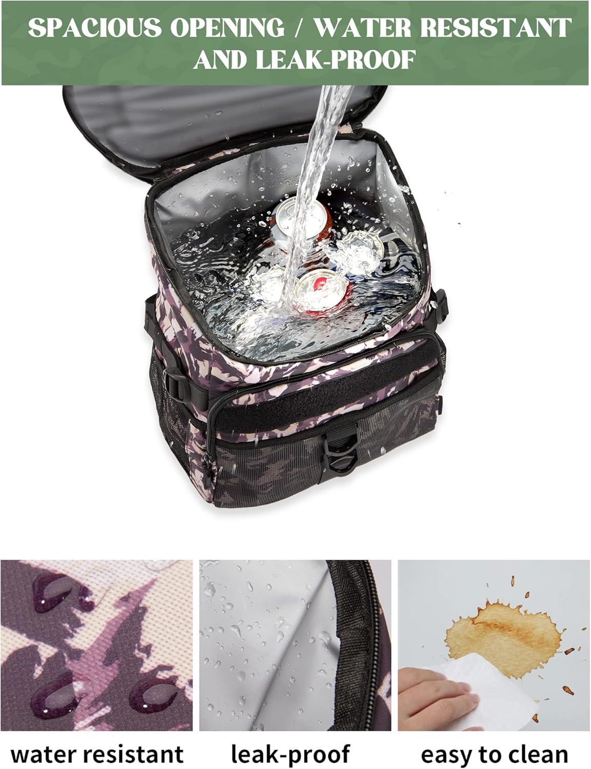 JOYHILL Backpack Cooler, Cooler Backpack 36 Cans/25 L Tactical Insulated Soft Cooler Bag Large Capacity Leakproof Cooler for Men Women, Travel Backpack for Camping Hiking Picnic Beach