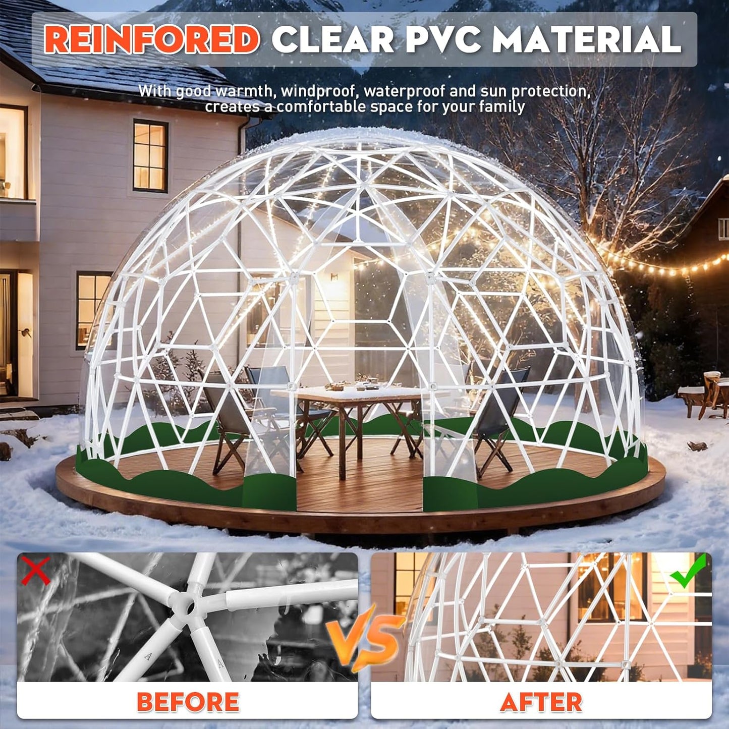 15 x 9.5 FT Garden Dome Tent, Outdoor TPU Greenhouse for 8-12 Person, Greenhouse Garden Tent with Window, Waterproof Clear Dome Tent Suitable for Camping, Party, Wedding, Christmas