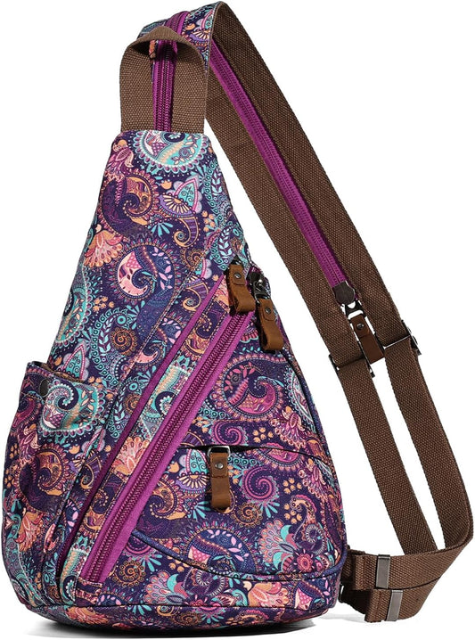 KL928 Canvas Sling Bag - Small Crossbody Backpack Shoulder Casual Daypack Rucksack for Men Women