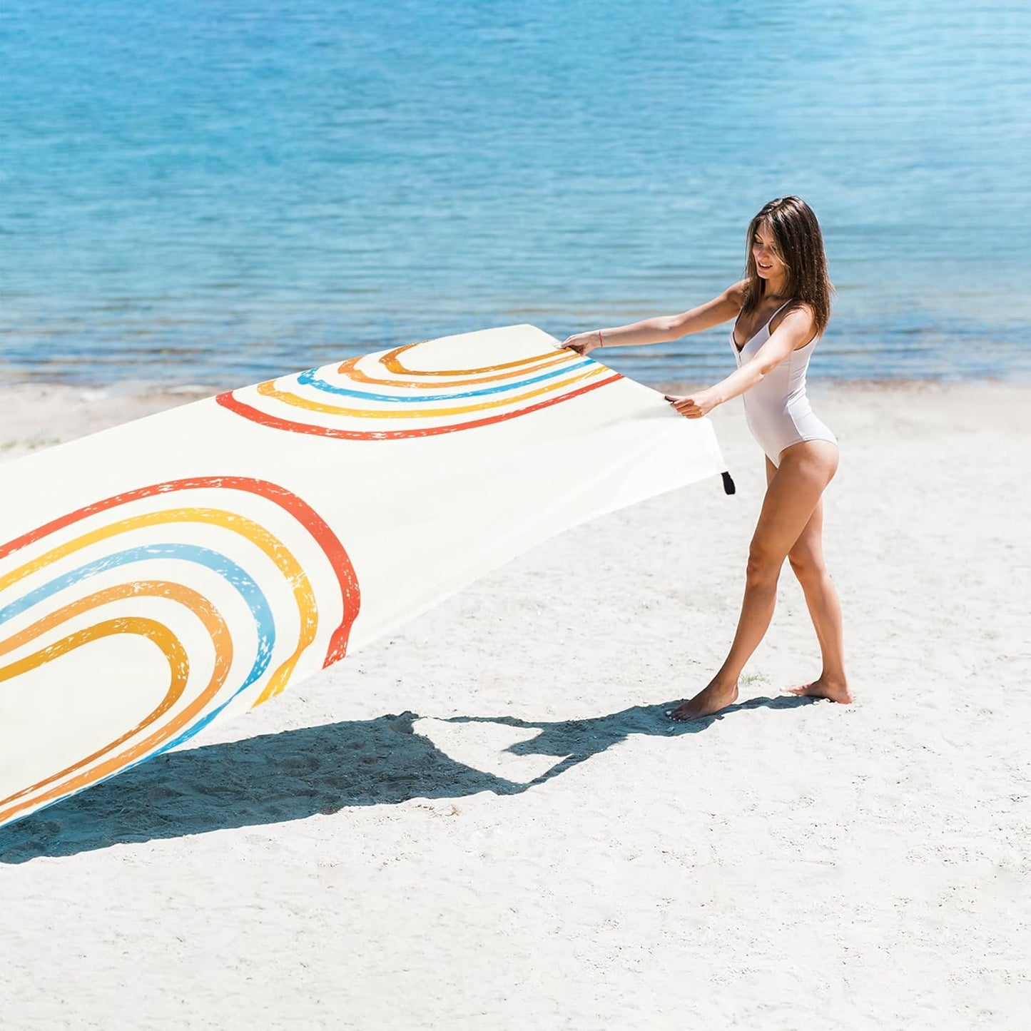 110''×118'' Beach Blanket, Waterproof Sandproof Beach Mat Lightweight Outdoor Picnic Blanket for Travel, Camping, Hiking