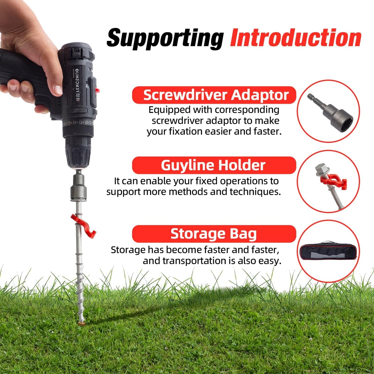 16 Psc Non-Rust Cast Aluminum Ground Anchors - Heavy Duty Screw in Tent Stakes for Superior Stability Ideal for Tents, Canopies, Sheds, Car Ports, Swing Sets Outdoors