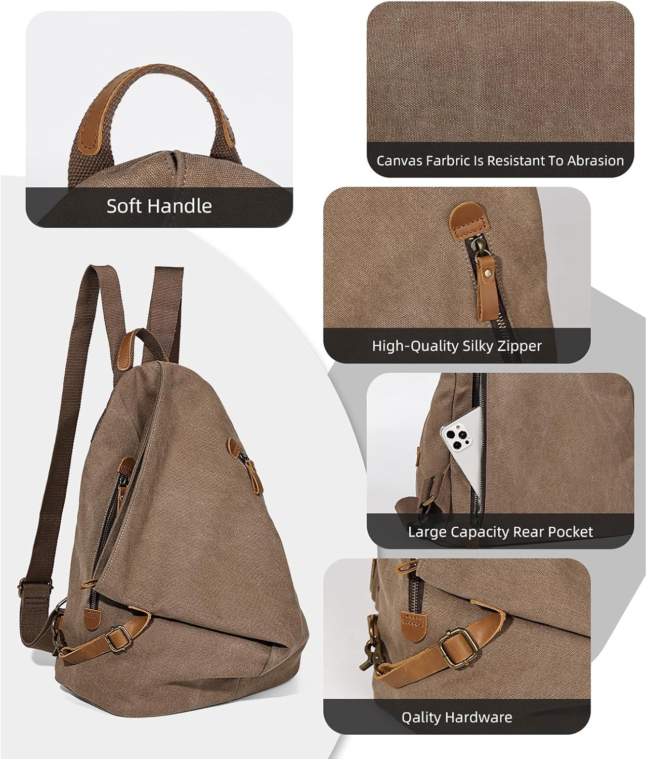 KL928 Canvas Vintage Backpack – Large Casual Daypack Outdoor Travel Rucksack Hiking Backpacks for Men Women