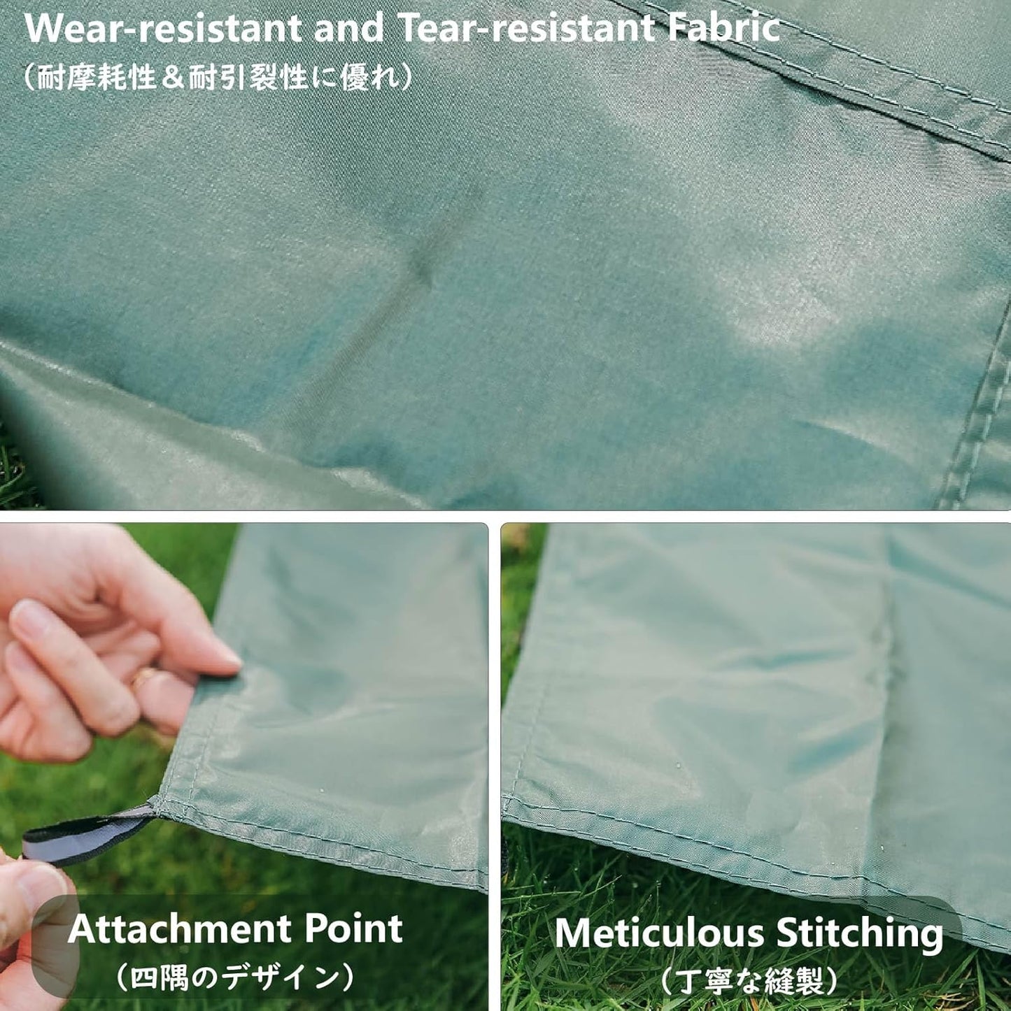 JEELAD Tent Footprint Camping Tarp Picnic Mat Waterproof Tent Floor Saver Ultralight Ground Sheet Mat for Hiking, Backpacking, Hammock, Beach with Storage Bag (Green, M)