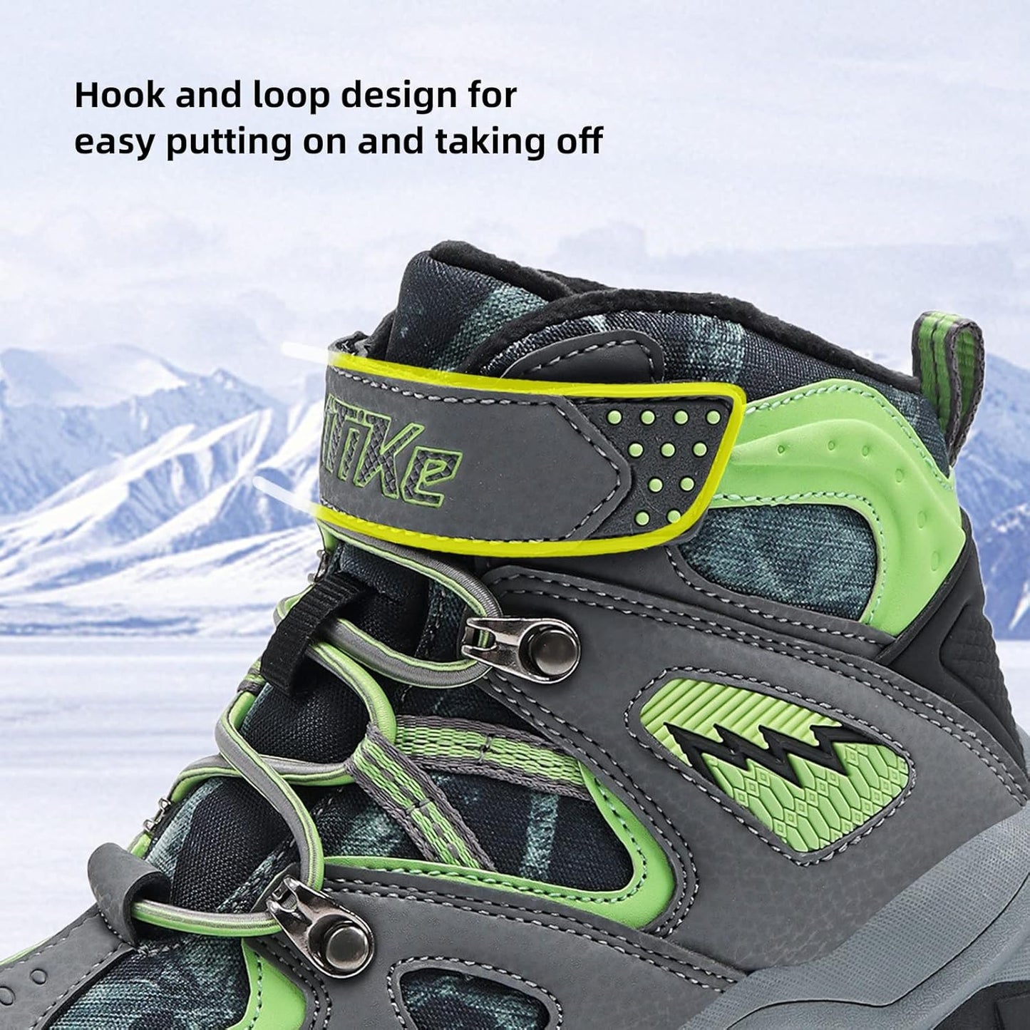 JMFCHI Kids Hiking Boots Boys Girls Outdoor Walking Climbing Sneaker Comfortable Non-slip Snow Shoes Hiker Boot Antiskid Steel Buckle Sole