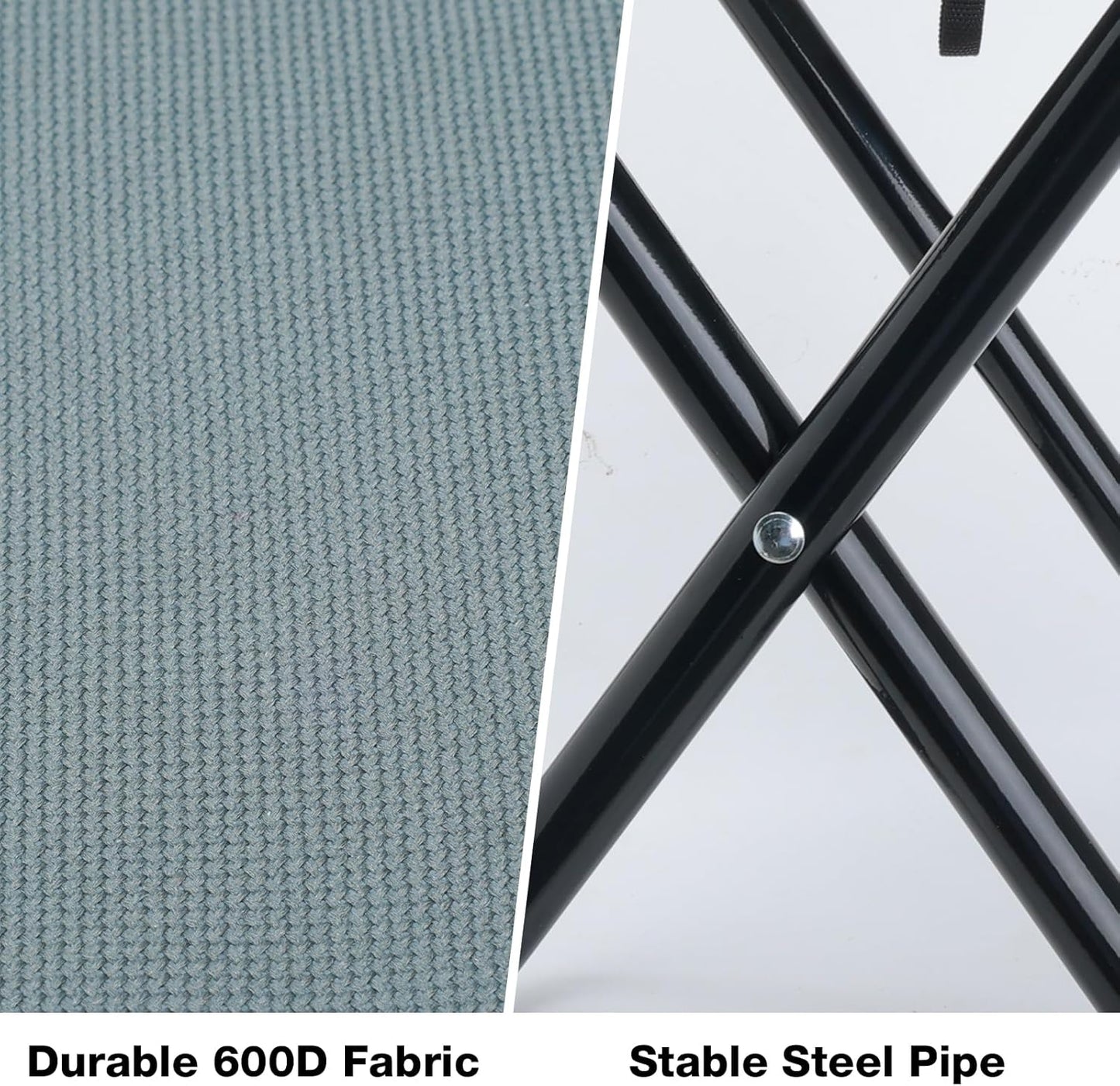 16" Foldable Portable Camping Stool Heavy Duty 350lbs for Adults, Lightweight Travel Stool with Carry Bag, Gray