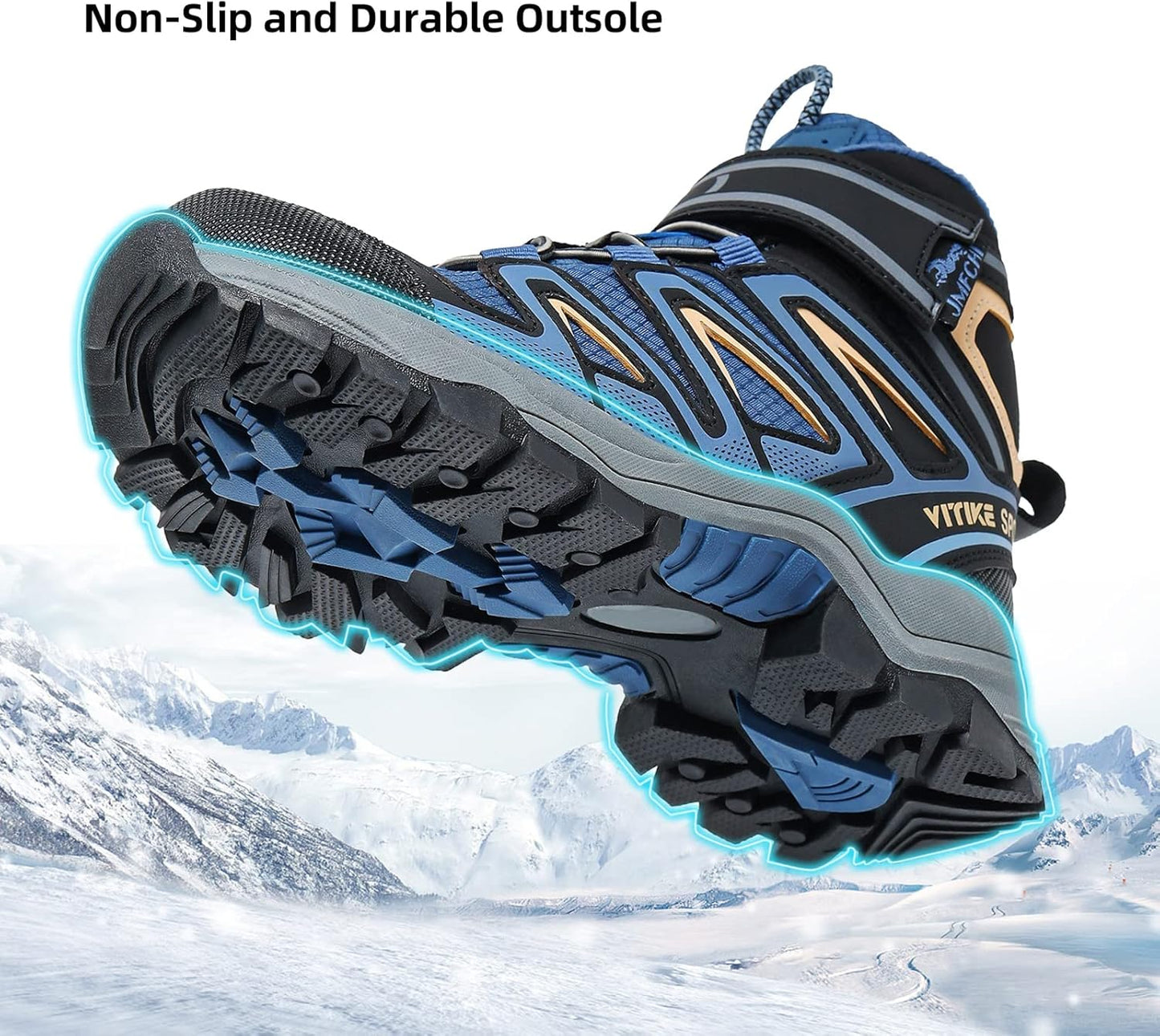 JMFCHI Kids Hiking Boots Boys Girls Outdoor Walking Climbing Sneaker Comfortable Non-slip Snow Shoes Hiker Boot Antiskid Steel Buckle Sole