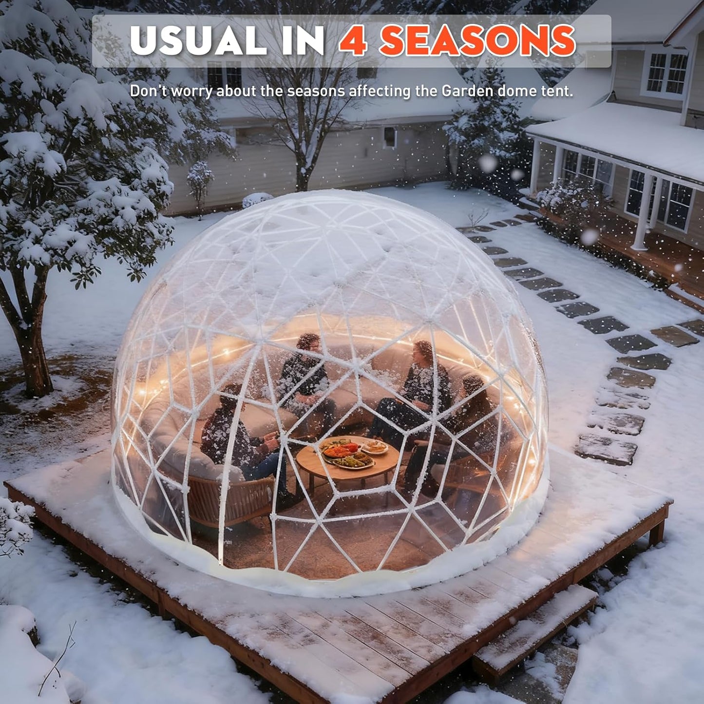 12 x 7.2 FT Garden Dome Tent, Outdoor TPU Greenhouse for 4-8 Person, Greenhouse Garden Tent with Window, Waterproof Clear Dome Tent Suitable for Camping, Party, Wedding, Christmas