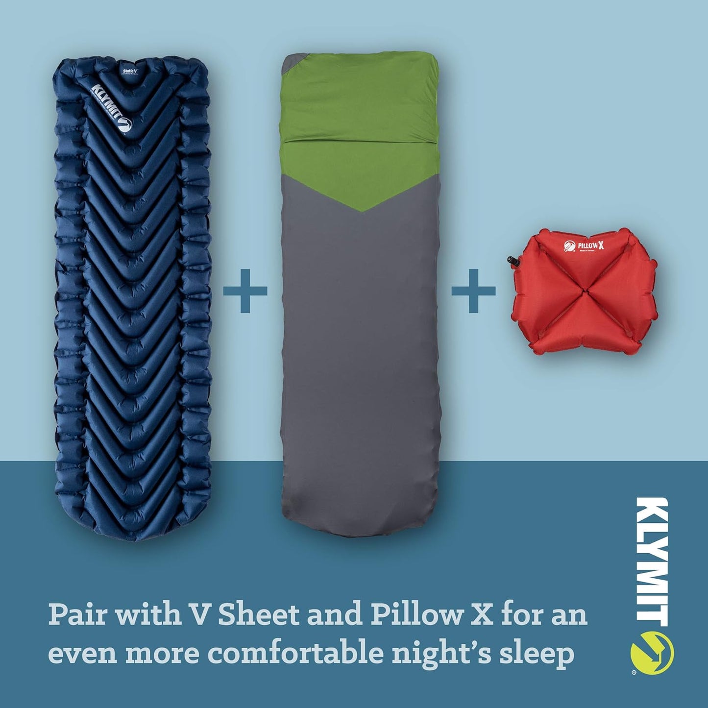 KLYMIT STATIC V Sleeping Pad, Lightweight, Outdoor Sleep Comfort, Best Camping Gear for Backpacking and Hiking, Inflatable Camping Mattress