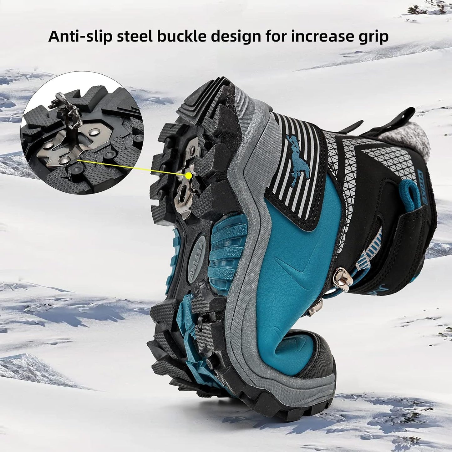 JMFCHI Kids Hiking Boots Boys Girls Outdoor Walking Climbing Sneaker Comfortable Non-slip Snow Shoes Hiker Boot Antiskid Steel Buckle Sole